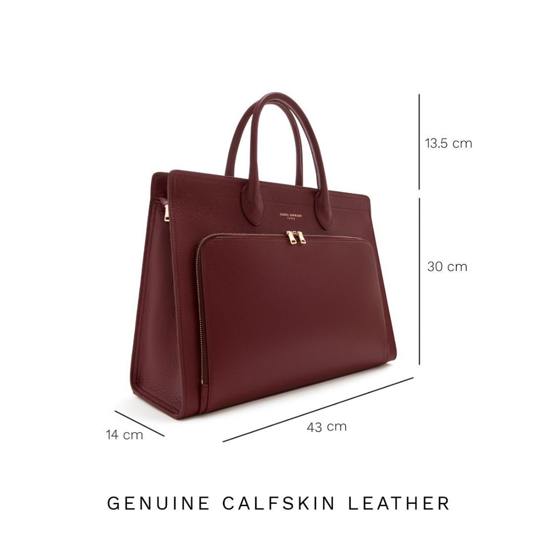 Honoré Nadine red calfskin leather handbag with 16.4 inch laptop pocket