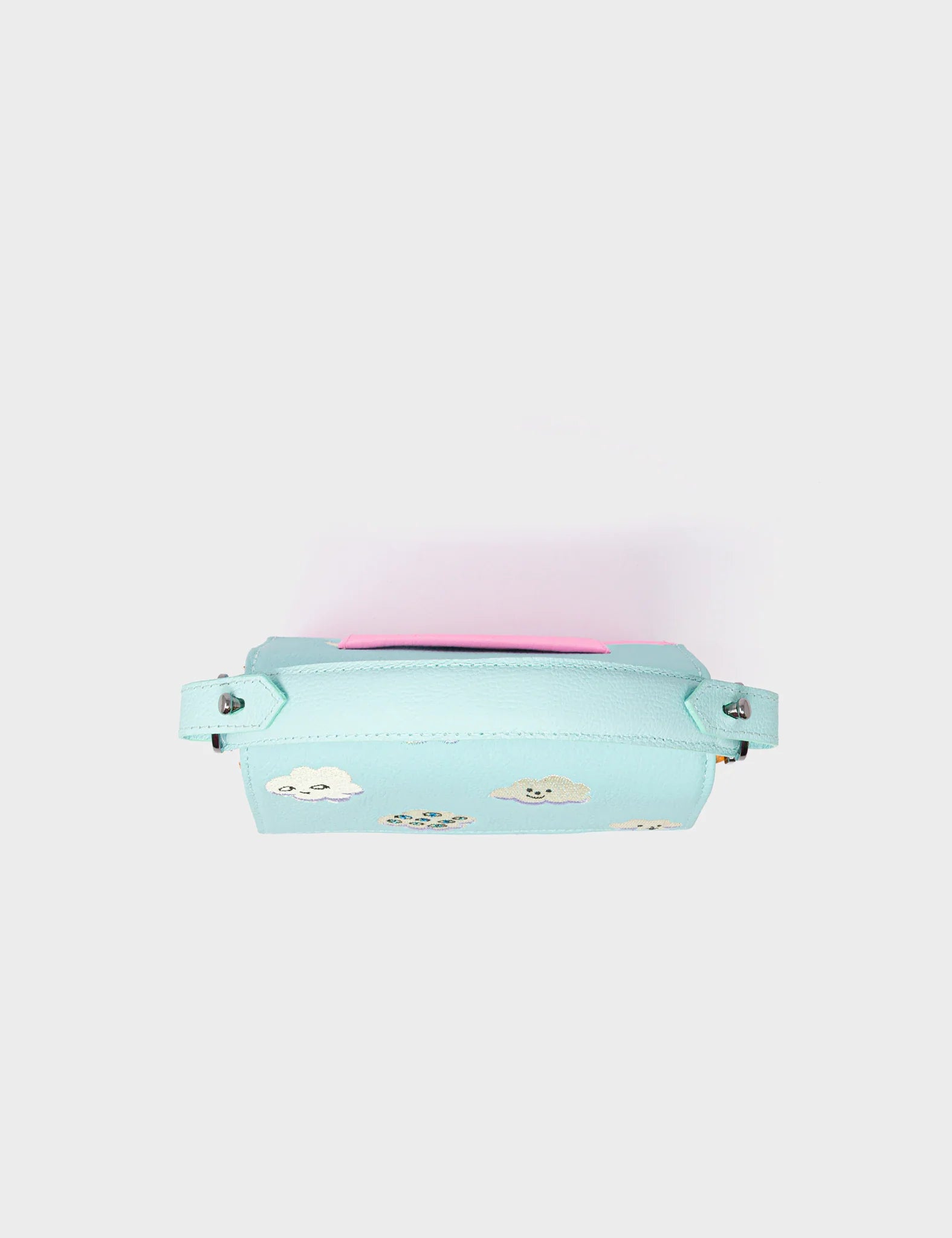 Anastasio Micro Crossbody Handbag Water Ballet Blue and Bubblegum Pink Leather - Happy Clouds Design