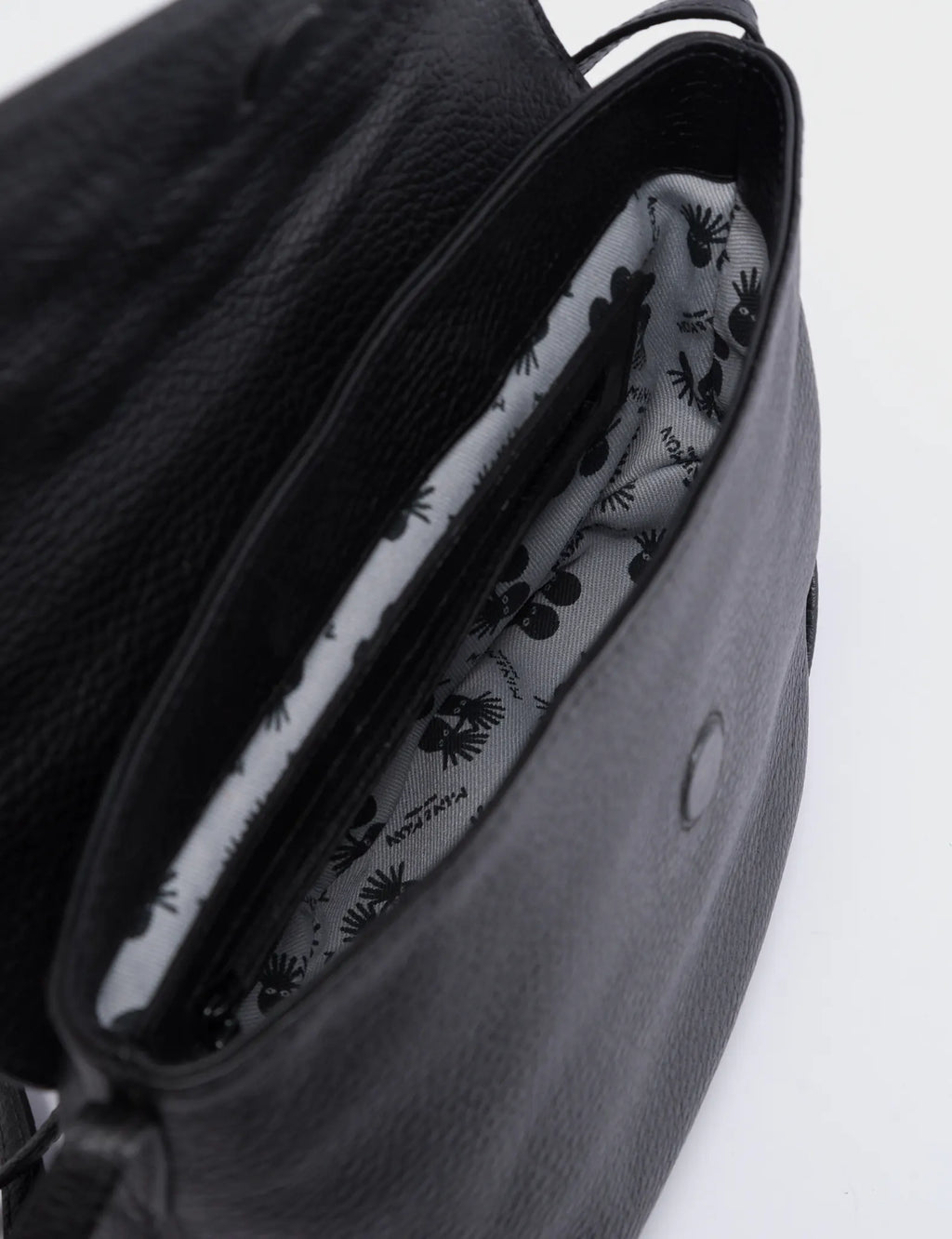 Bruno Mini Crossbody Black Leather Bag - All Over Eyes Embroidery