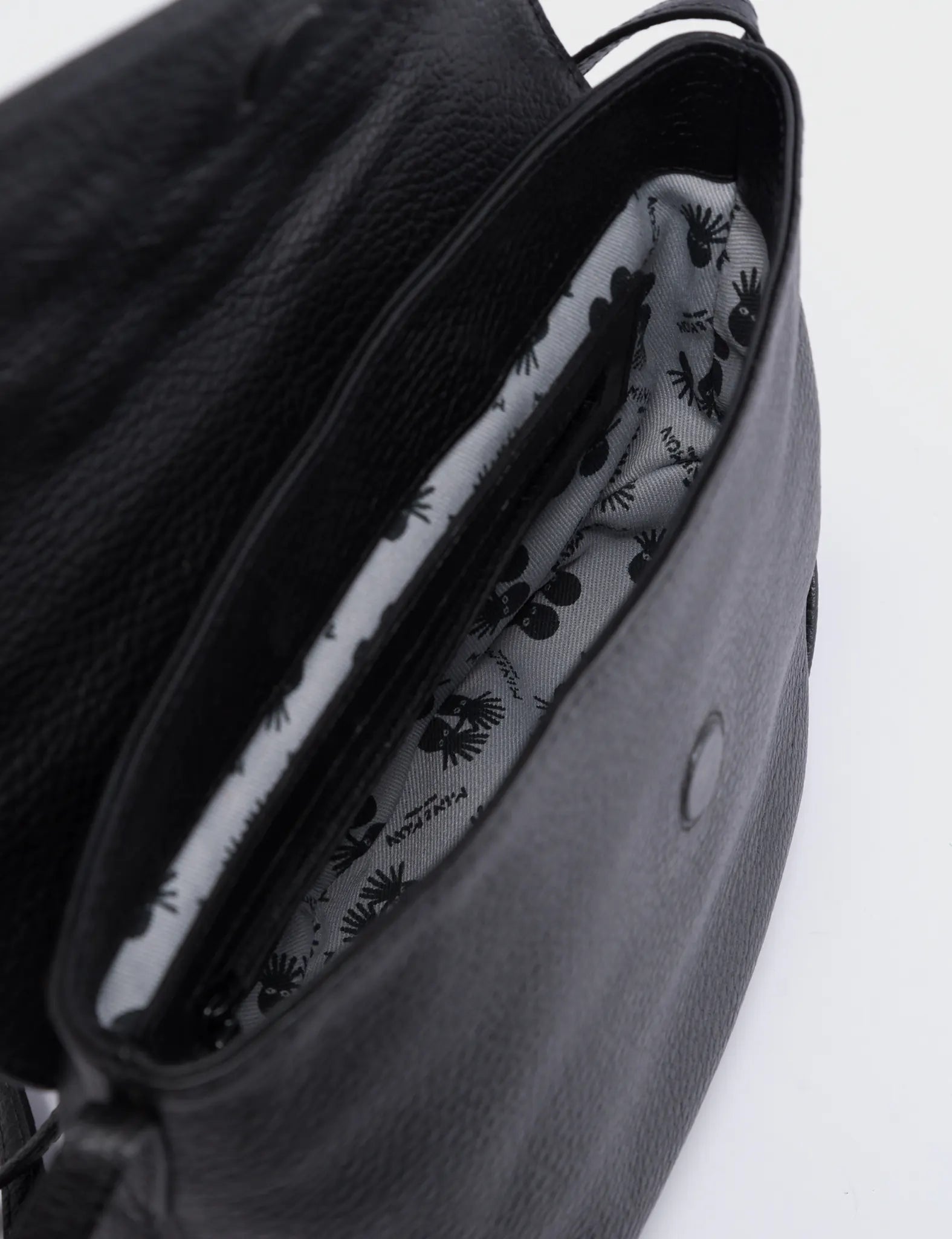 Bruno Mini Crossbody Black Leather Bag - All Over Eyes Embroidery