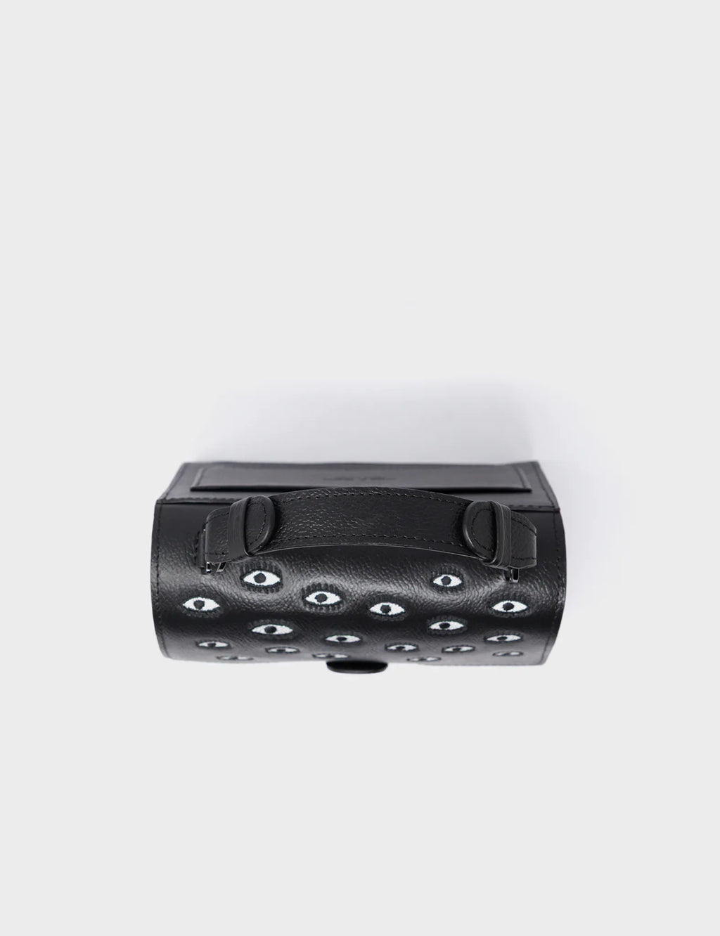 Silas Black Small Leather Crossbody Bag - All Over Eyes Embroidery