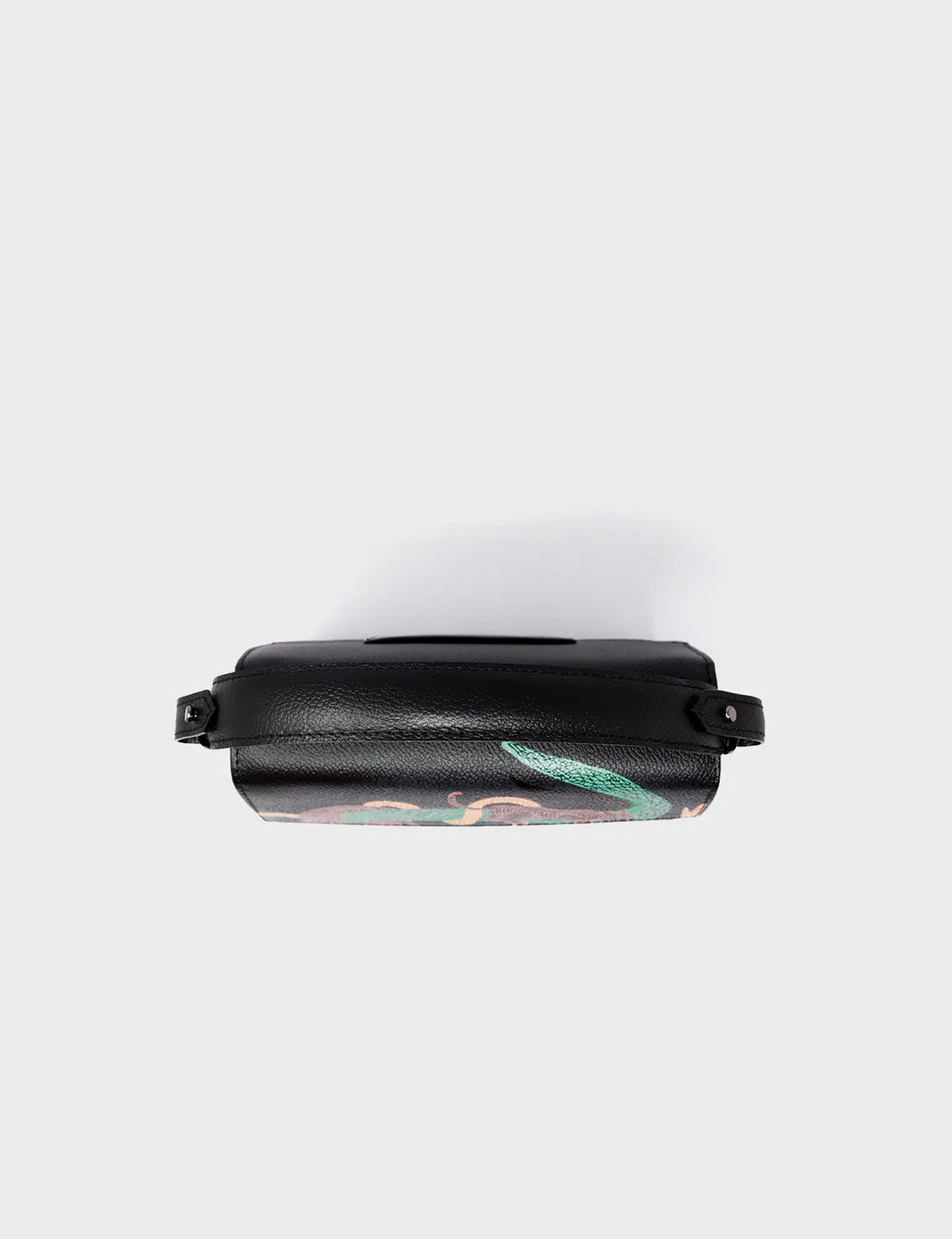 Anastasio Mini Crossbody Handbag Black Leather - Tiger and Snake Print