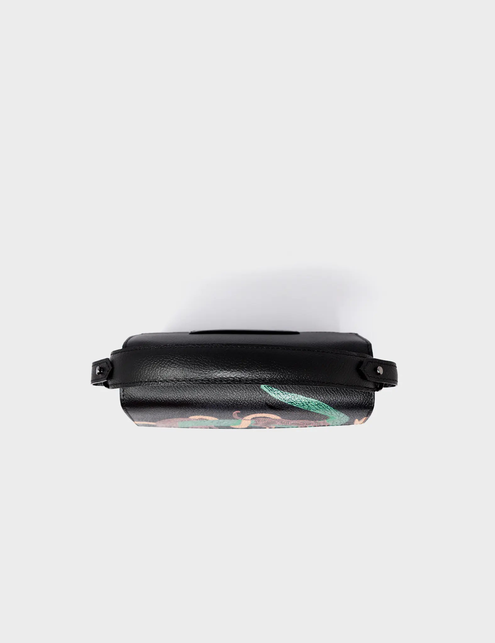 Anastasio Mini Crossbody Handbag Black Leather - Tiger and Snake Print