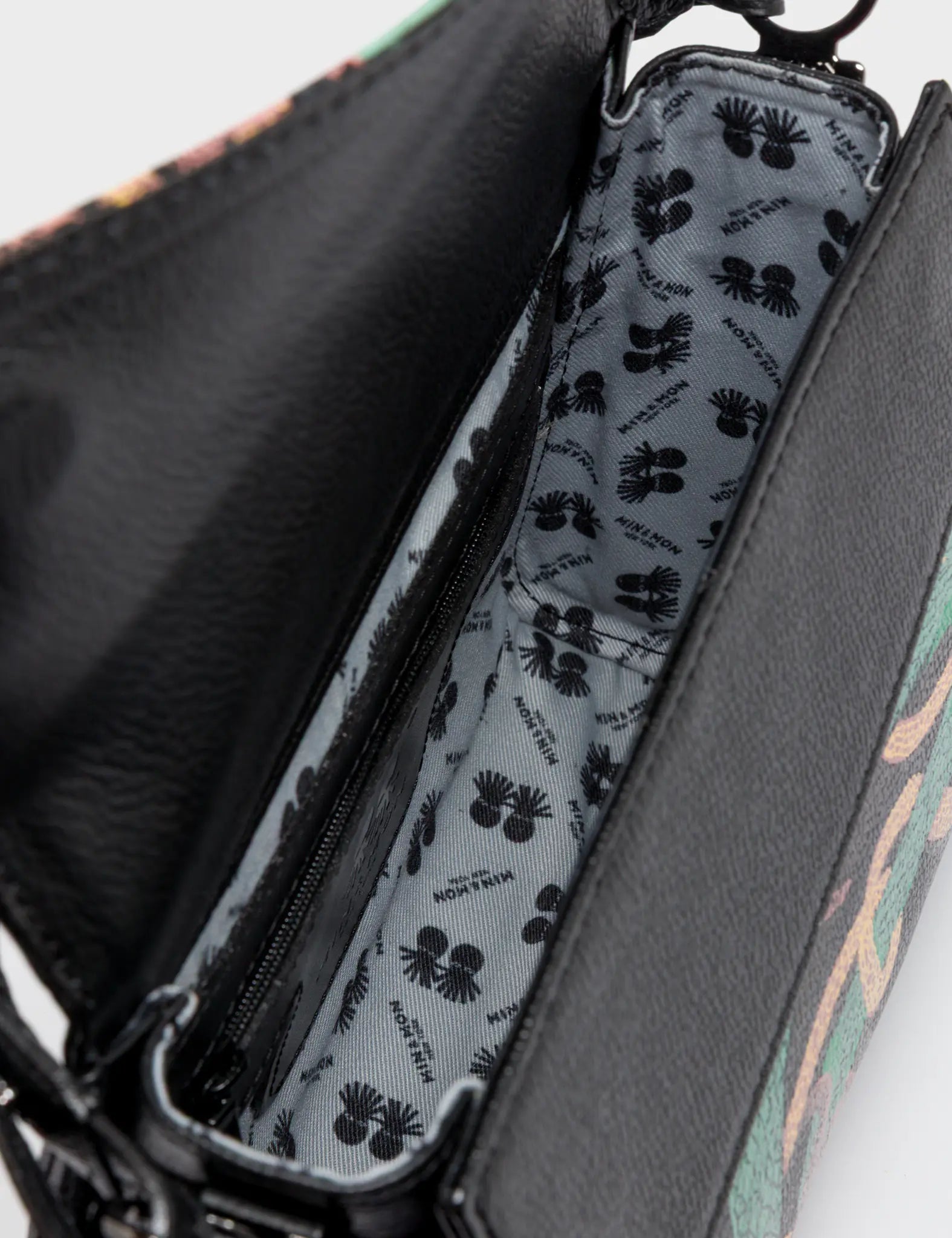 Anastasio Mini Crossbody Handbag Black Leather - Tiger and Snake Print