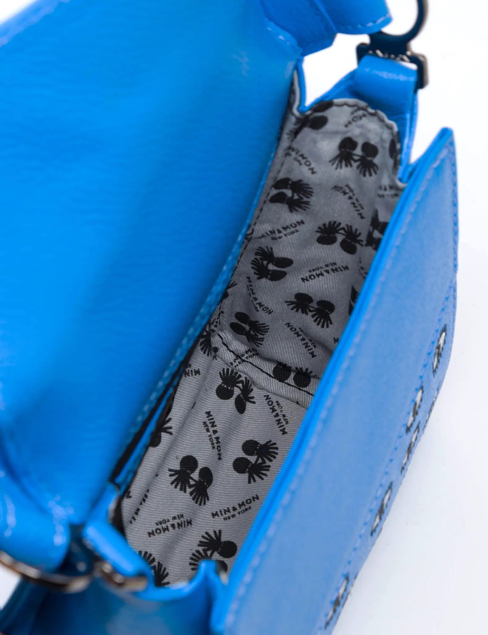 Anastasio Micro Crossbody Handbag Ibiza Blue Leather - All Over Eyes Embroidery