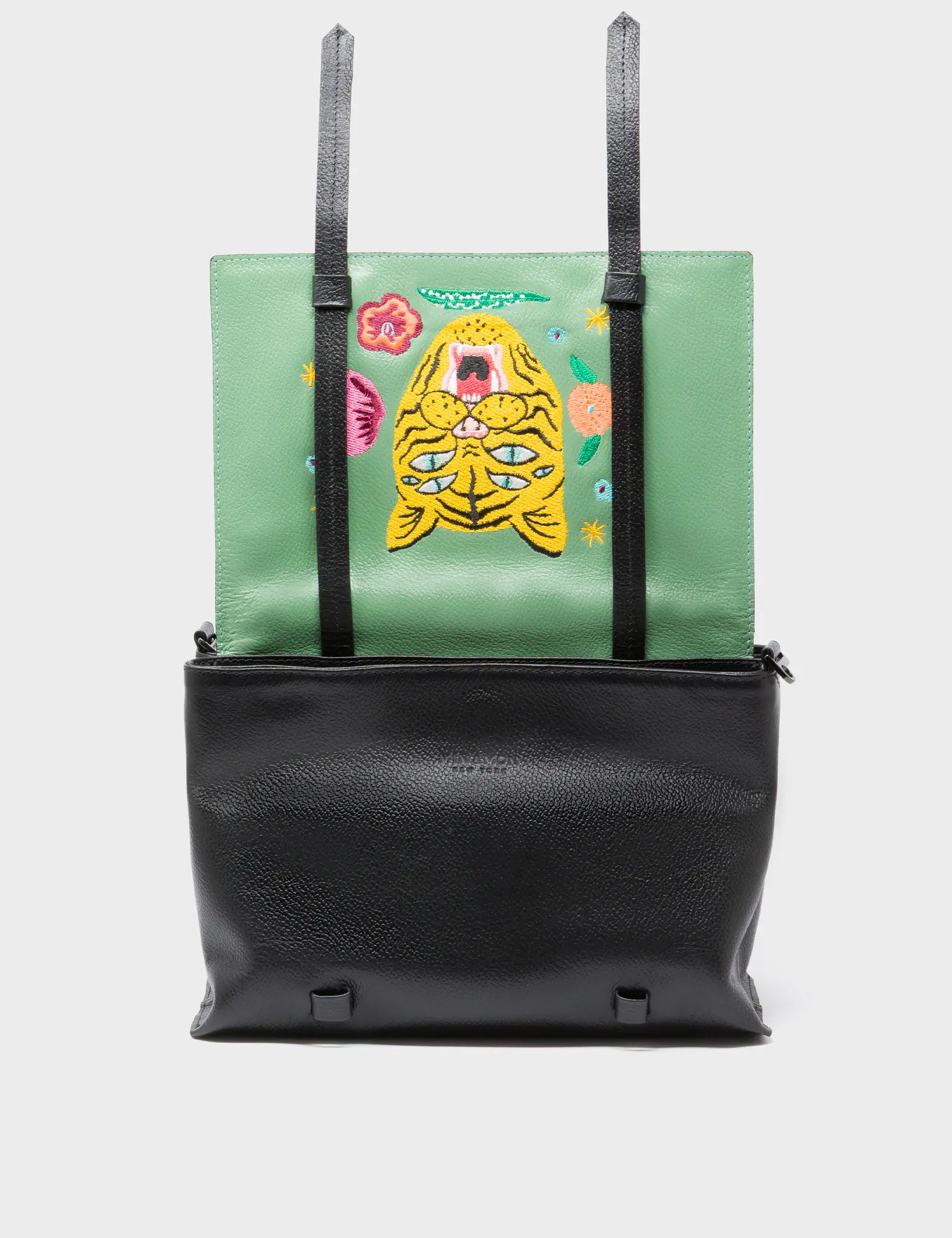 Victor Basil Green Reversible Small Messenger Bag - Happy Tiger Design 