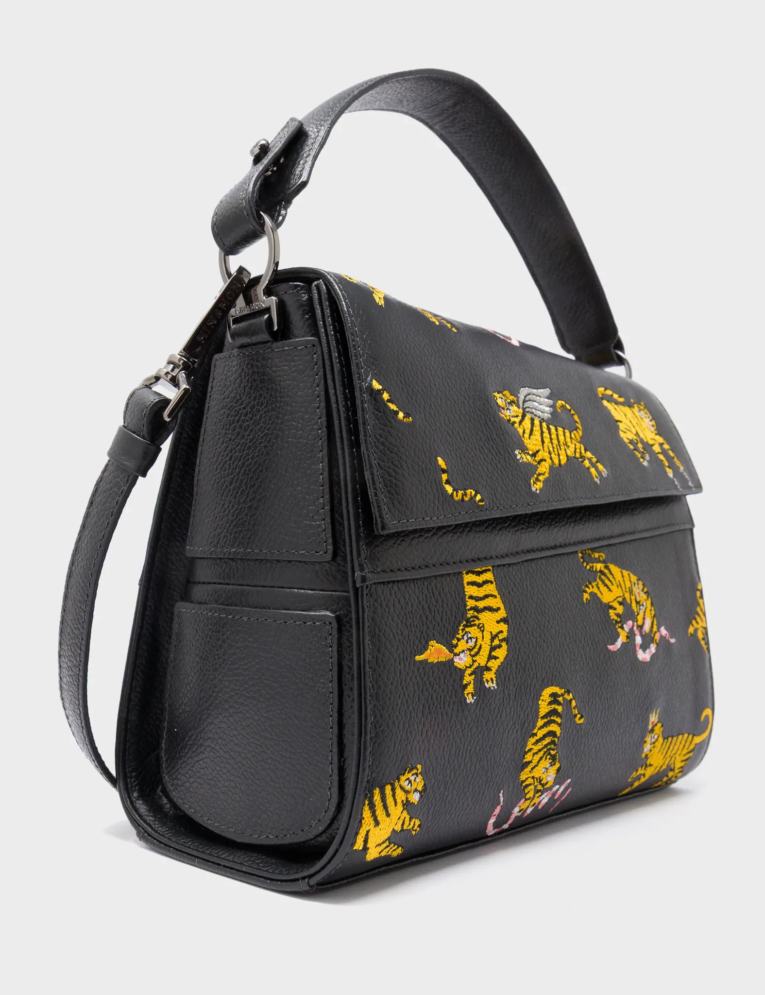 Anastasio Mini Crossbody Handbag Black Leather - Tiger Rumble