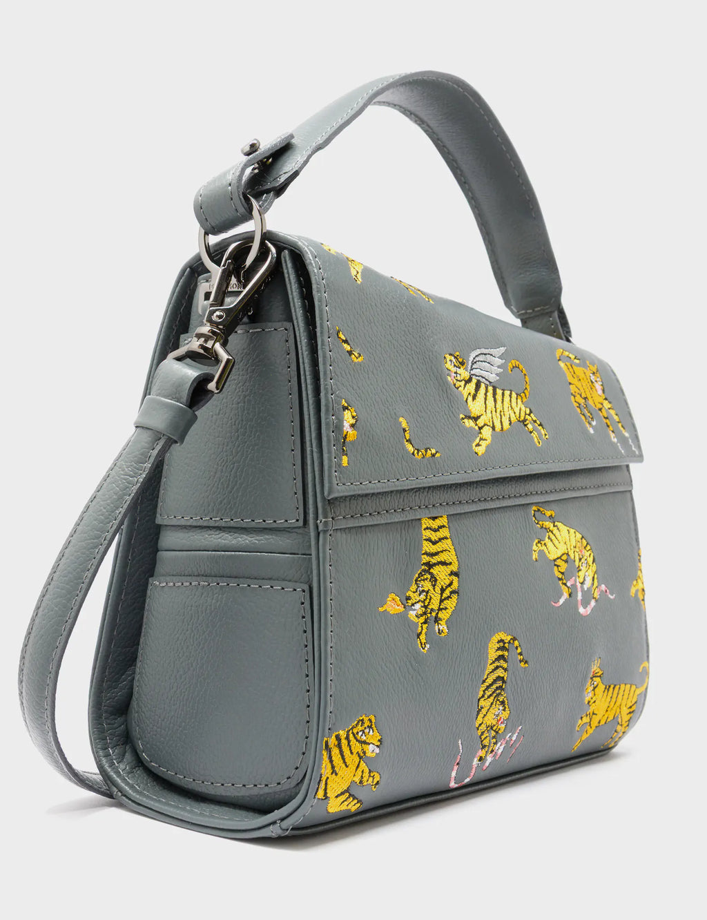 Anastasio Mini Crossbody Handbag Stormy Gray Leather - Tiger Rumble