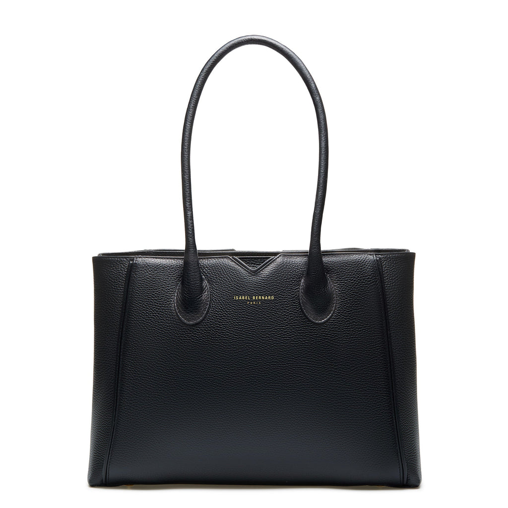 Cadeau d'Isabel black calfskin leather handbag and wallet set