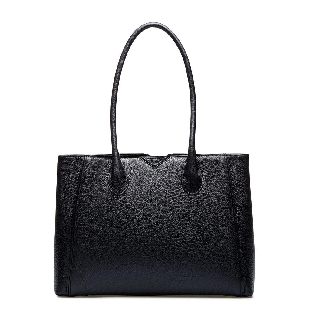 Cadeau d'Isabel black calfskin leather handbag and wallet set