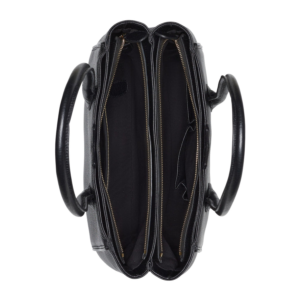 Cadeau d'Isabel black calfskin leather handbag and wallet set