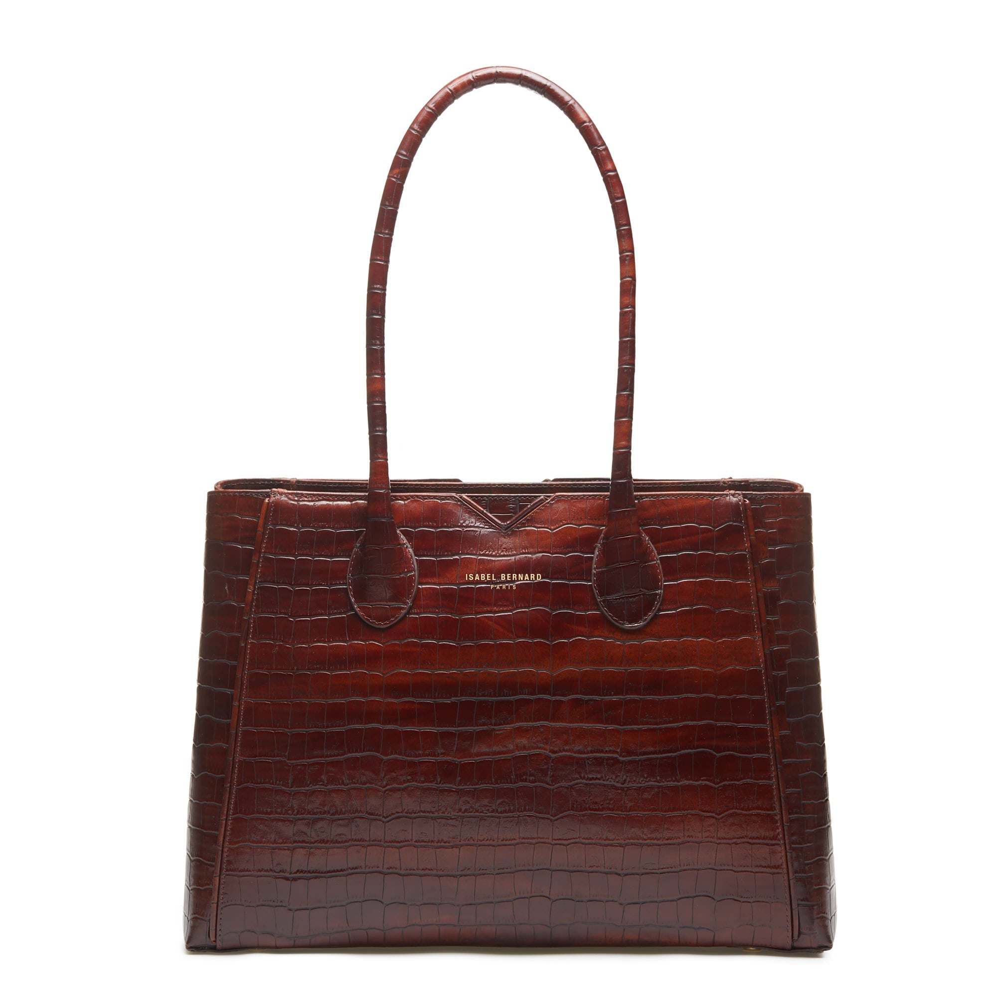 Cadeau d'Isabel croco brown calfskin leather handbag and wallet set