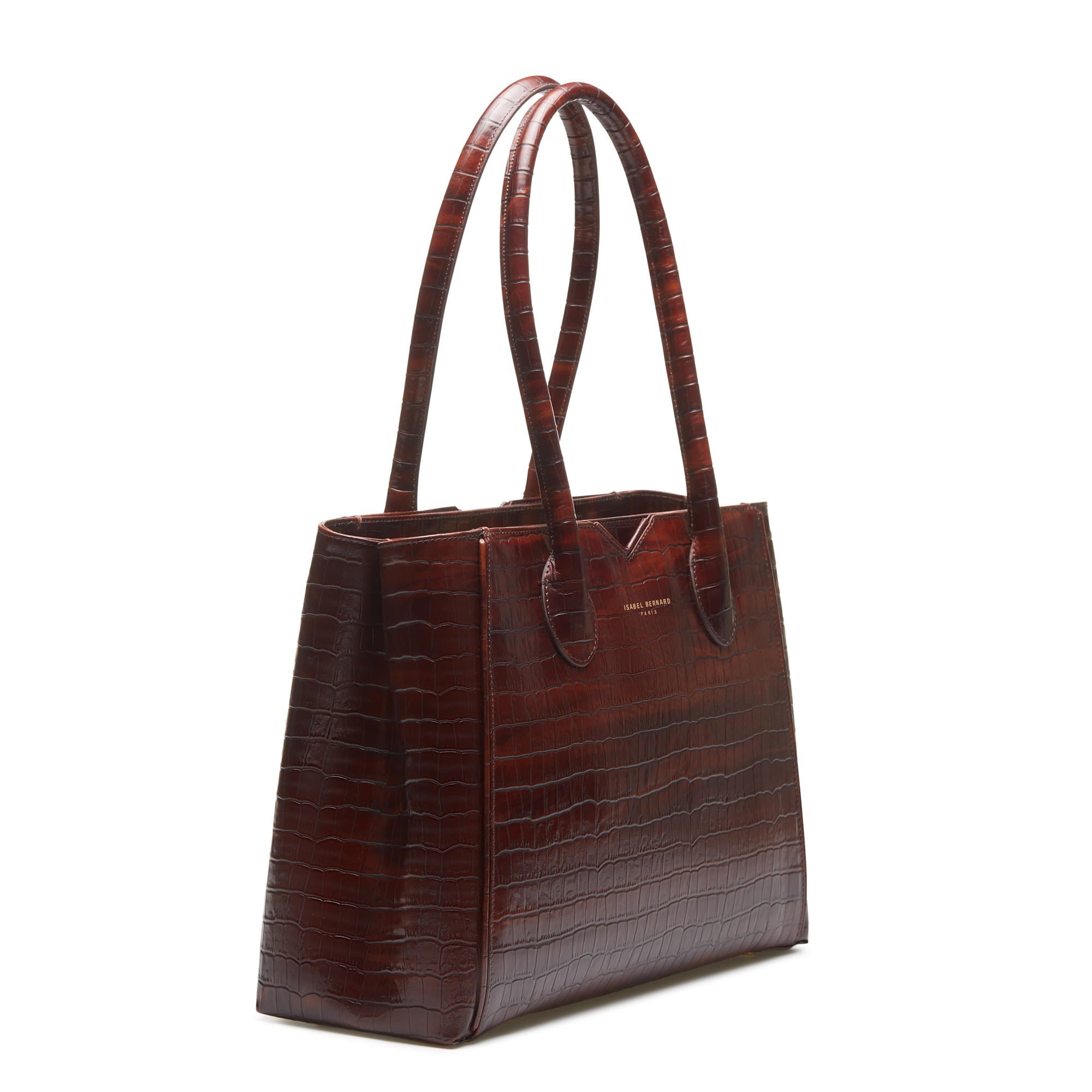 Cadeau d'Isabel croco brown calfskin leather handbag and wallet set