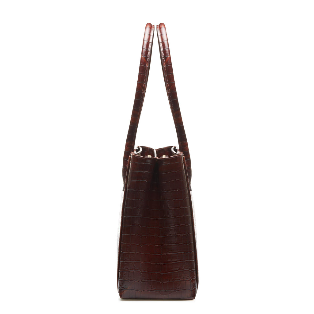 Honoré Cloe croco brown calfskin leather handbag