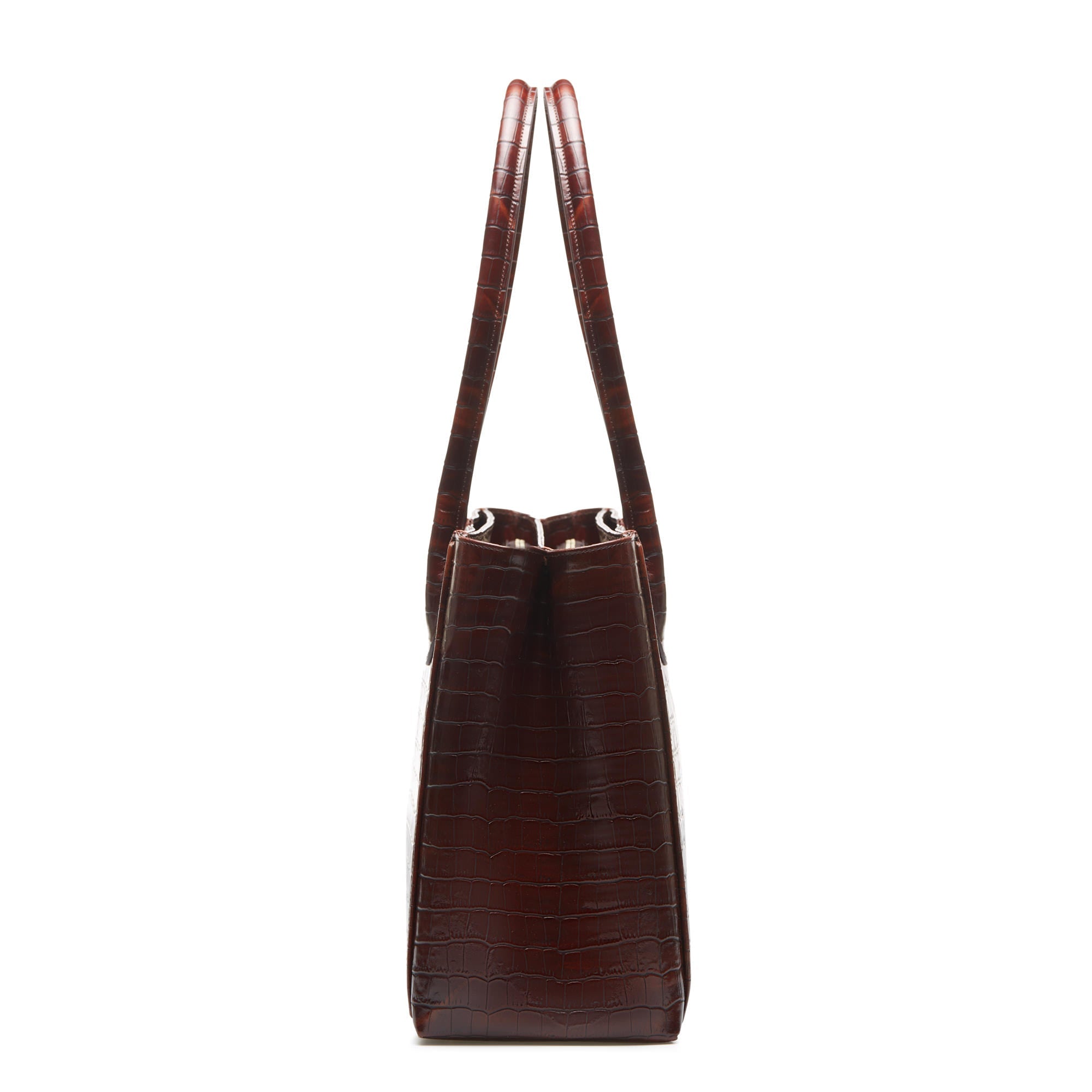 Cadeau d'Isabel croco brown calfskin leather handbag and wallet set