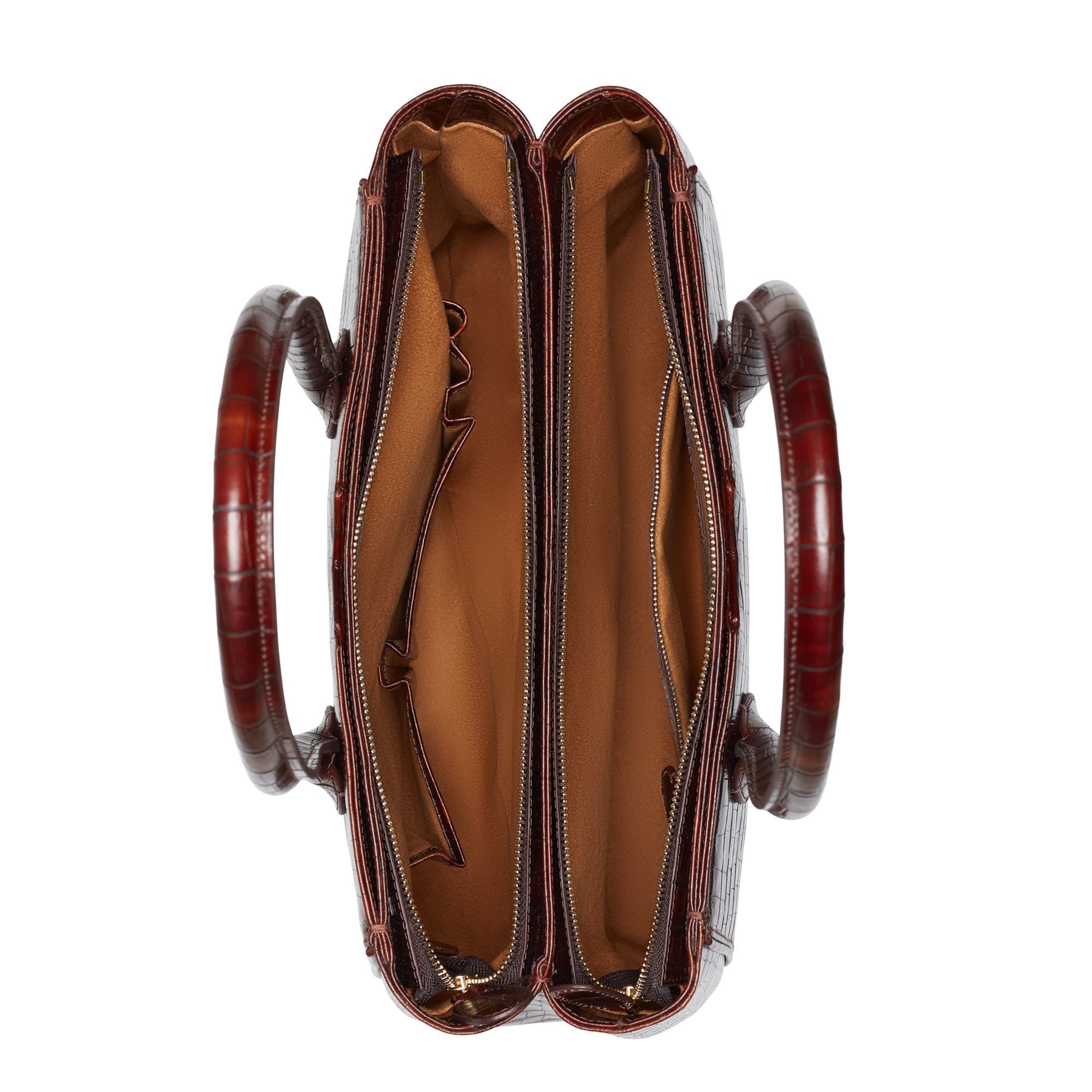 Cadeau d'Isabel croco brown calfskin leather handbag and wallet set