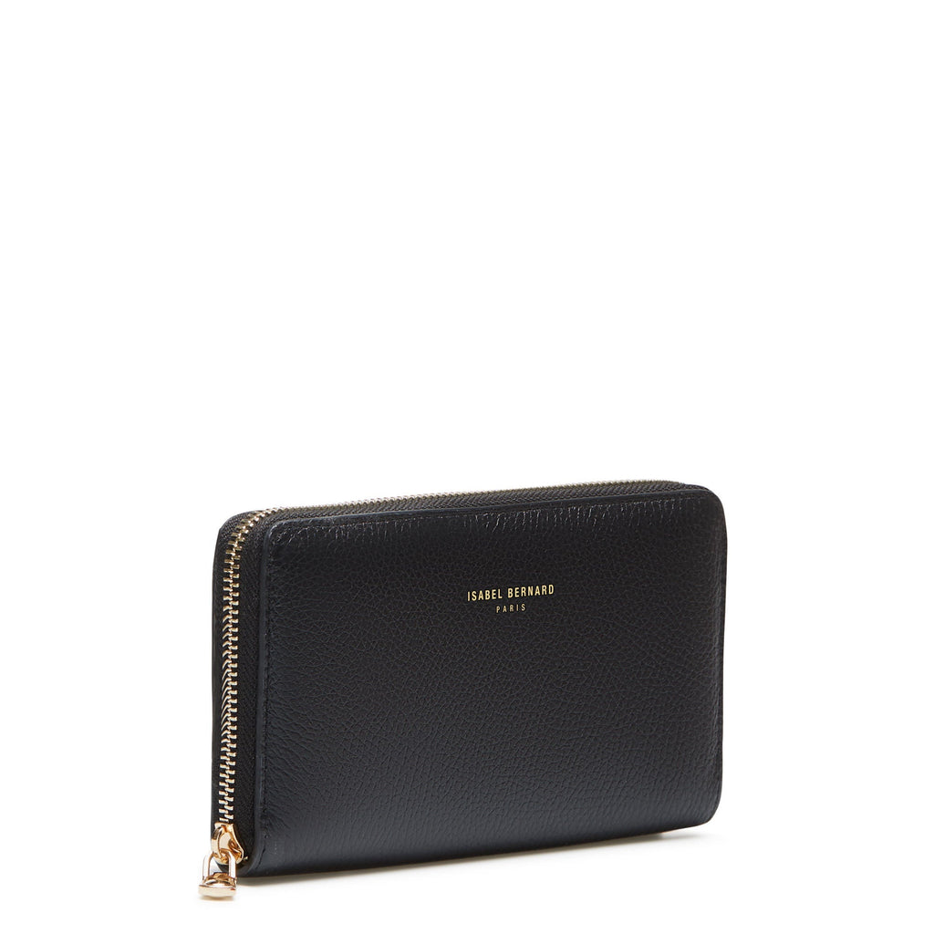 Cadeau d'Isabel black calfskin leather handbag and wallet set