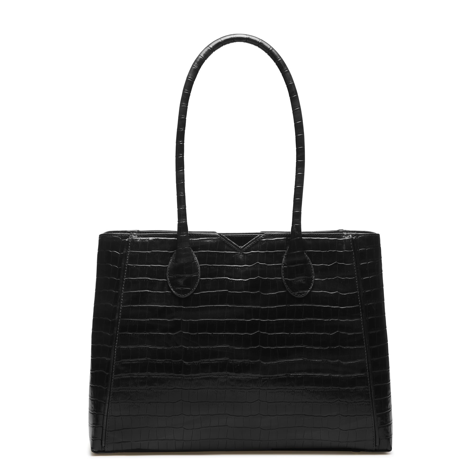Honoré Cloe croco black calfskin leather handbag