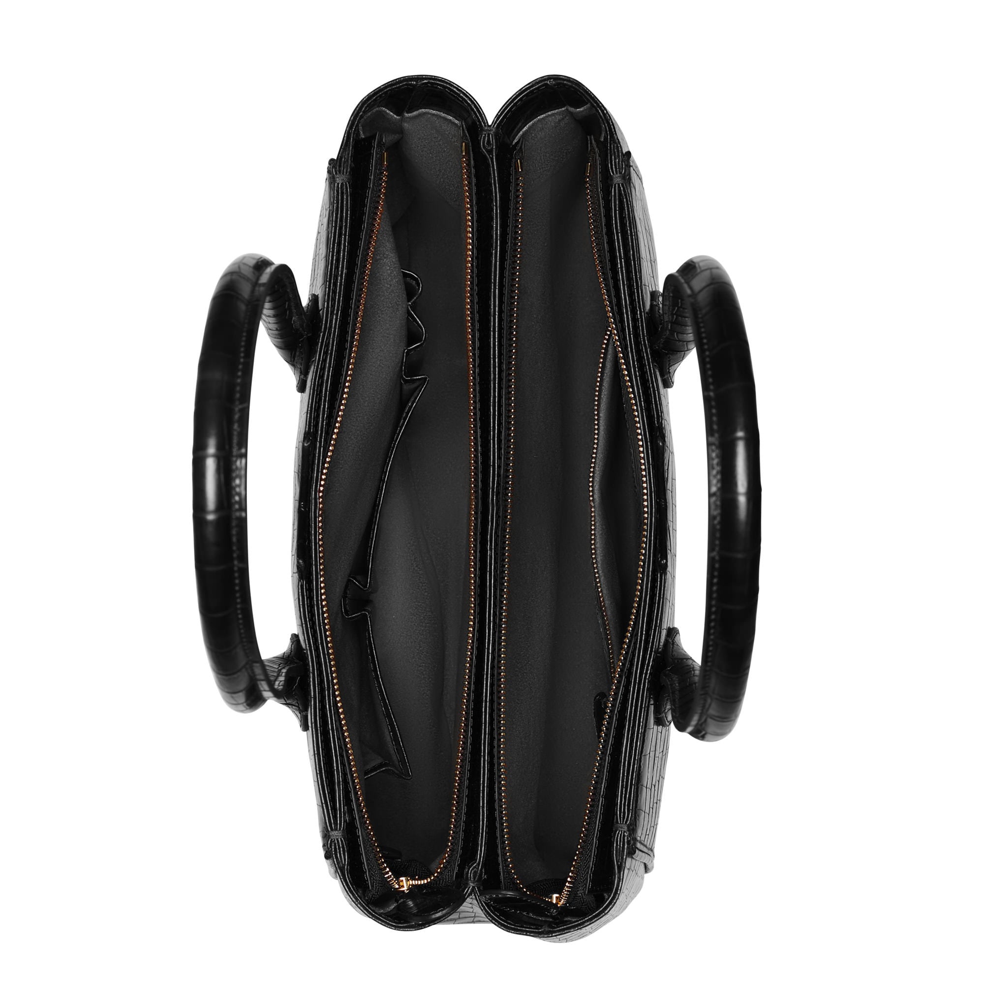 Cadeau d'Isabel croco black calfskin leather handbag and wallet set