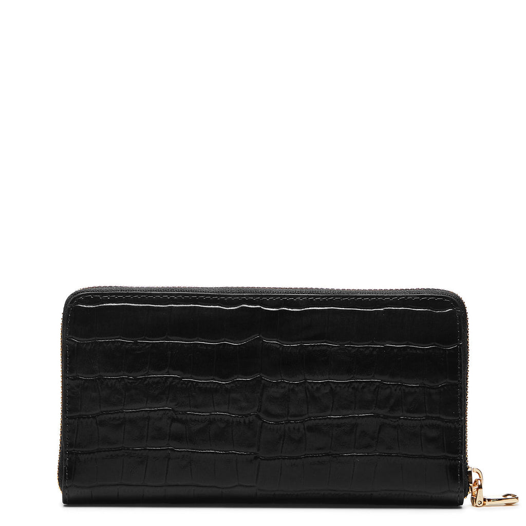 Cadeau d'Isabel croco black calfskin leather shopper and wallet set