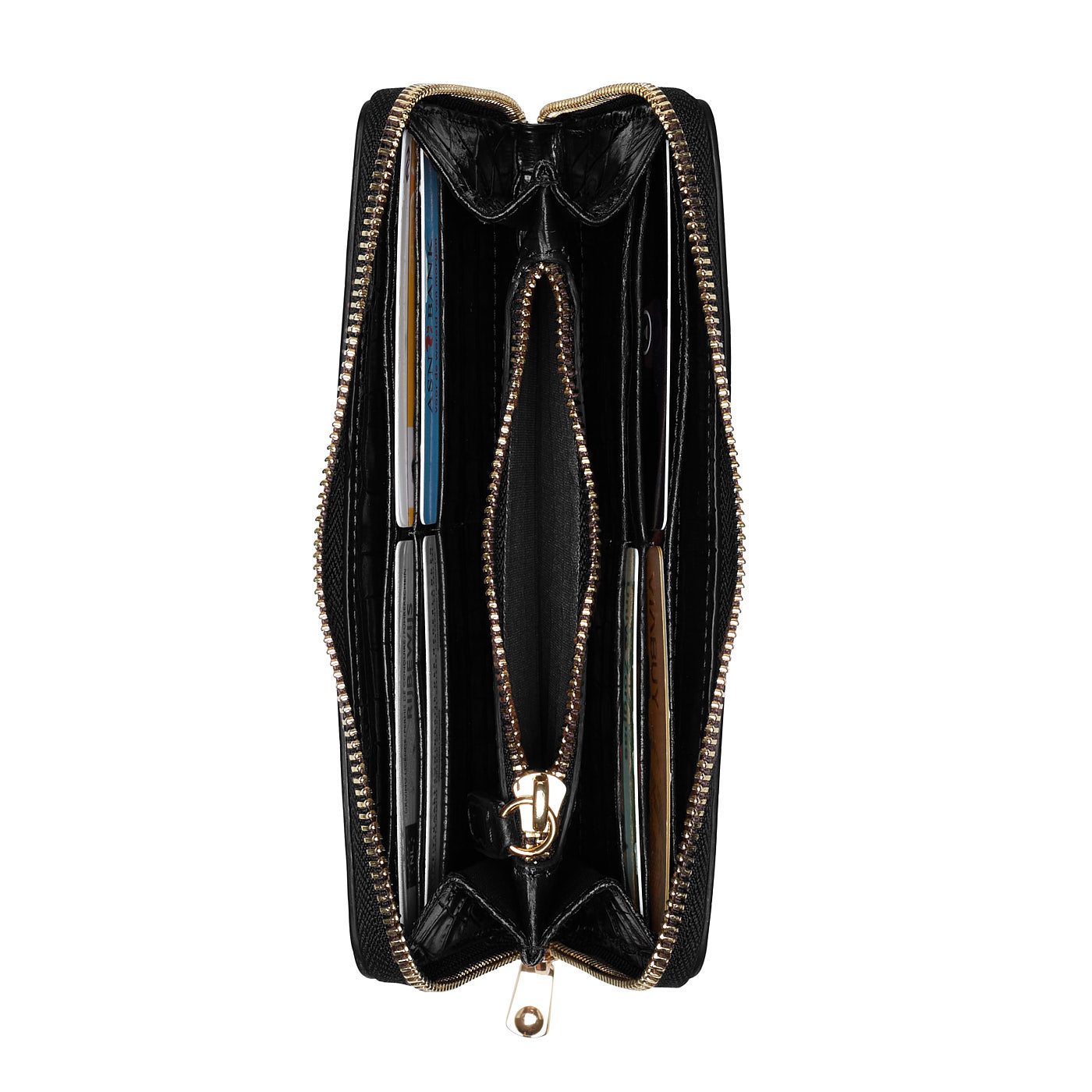 Cadeau d'Isabel croco black calfskin leather shopper and wallet set