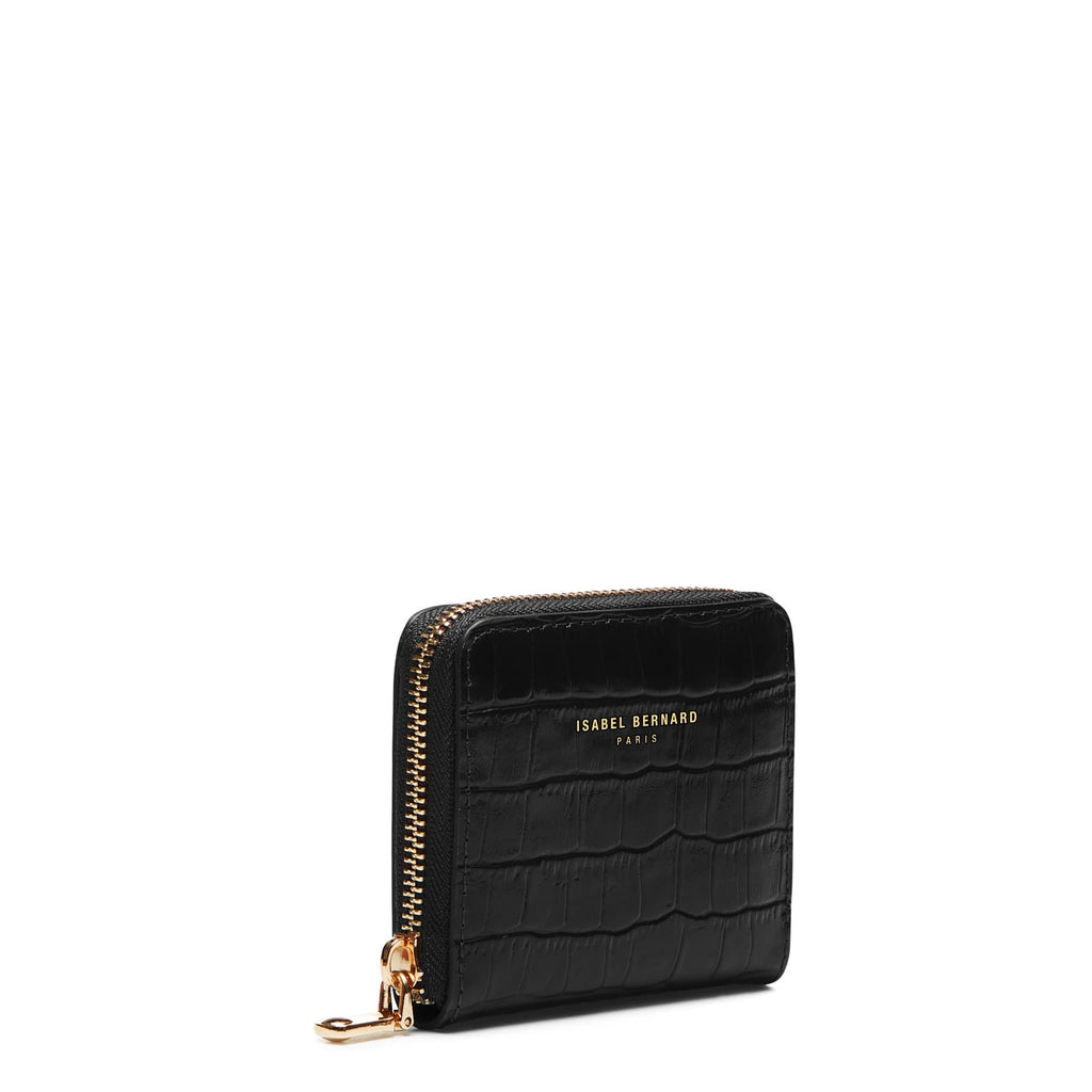 Cadeau d'Isabel croco black calfskin leather shopper and wallet set