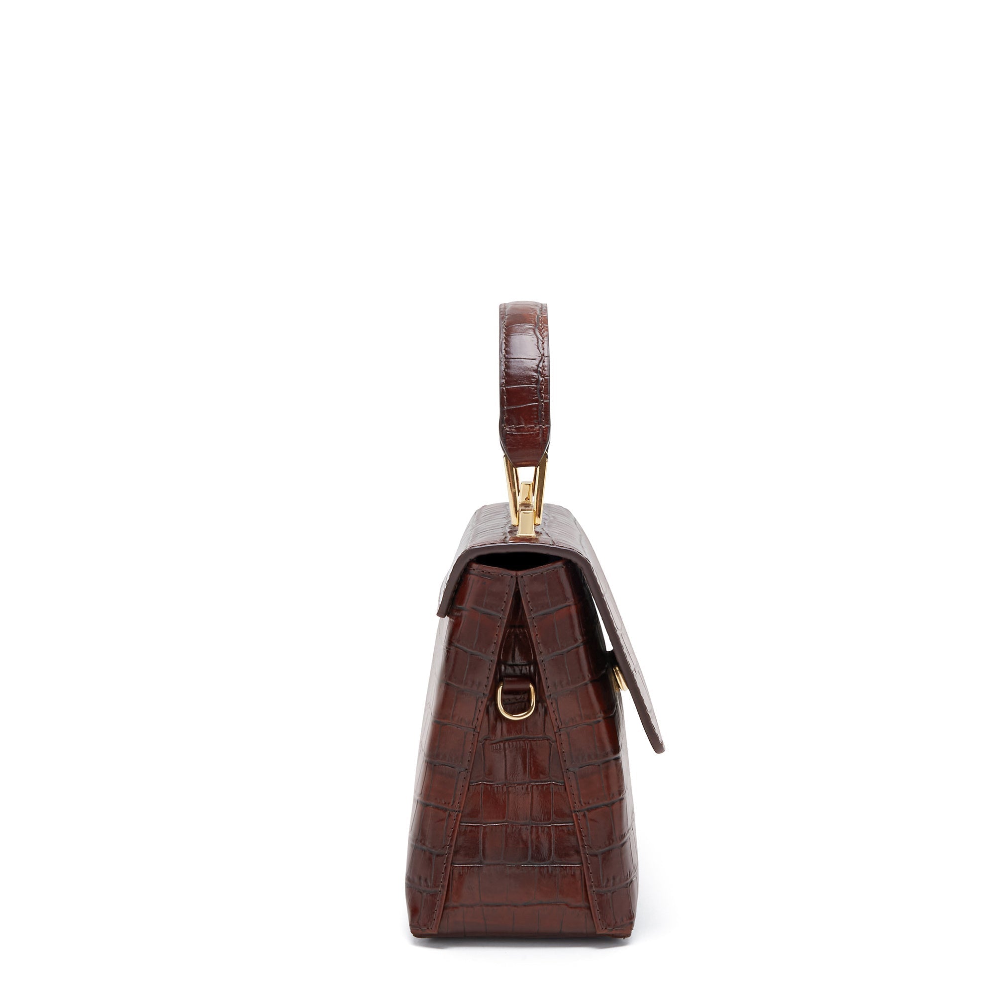 Cadeau d'Isabel croco brown calfskin leather handbag and wallet set