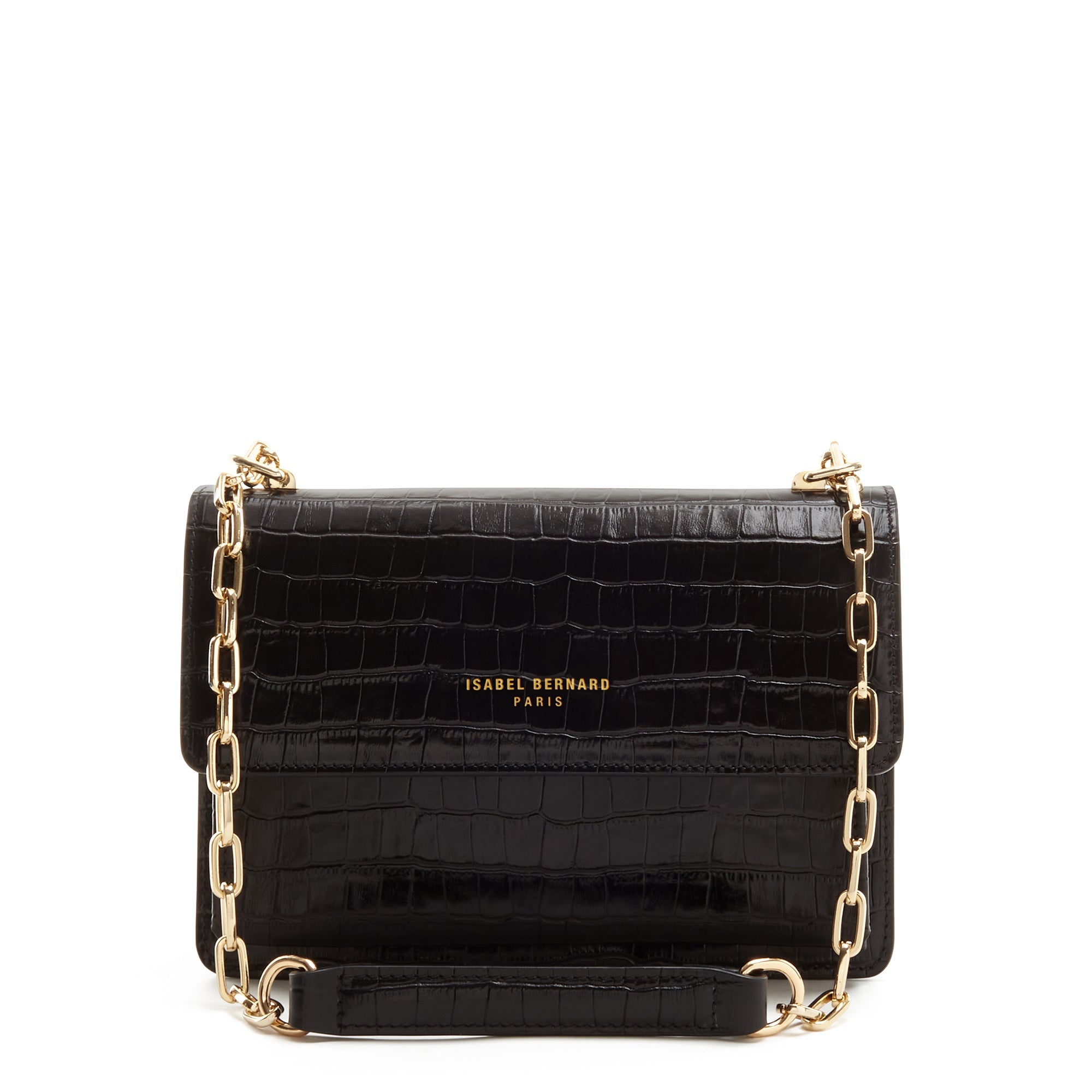 Femme Forte Valerie croco black calfskin leather shoulder bag