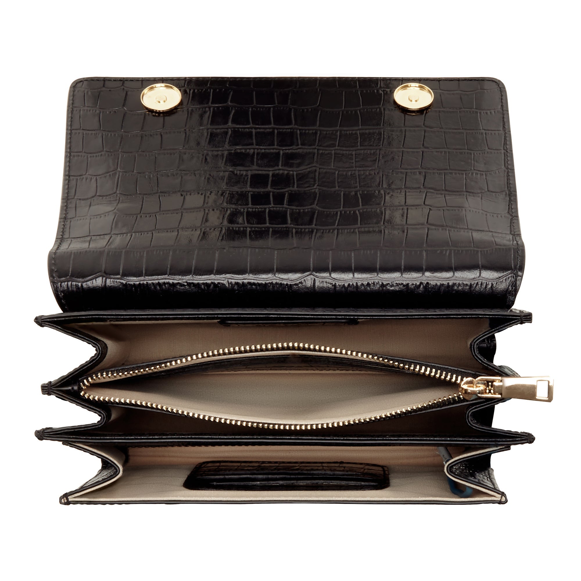 Femme Forte Valerie croco black calfskin leather shoulder bag