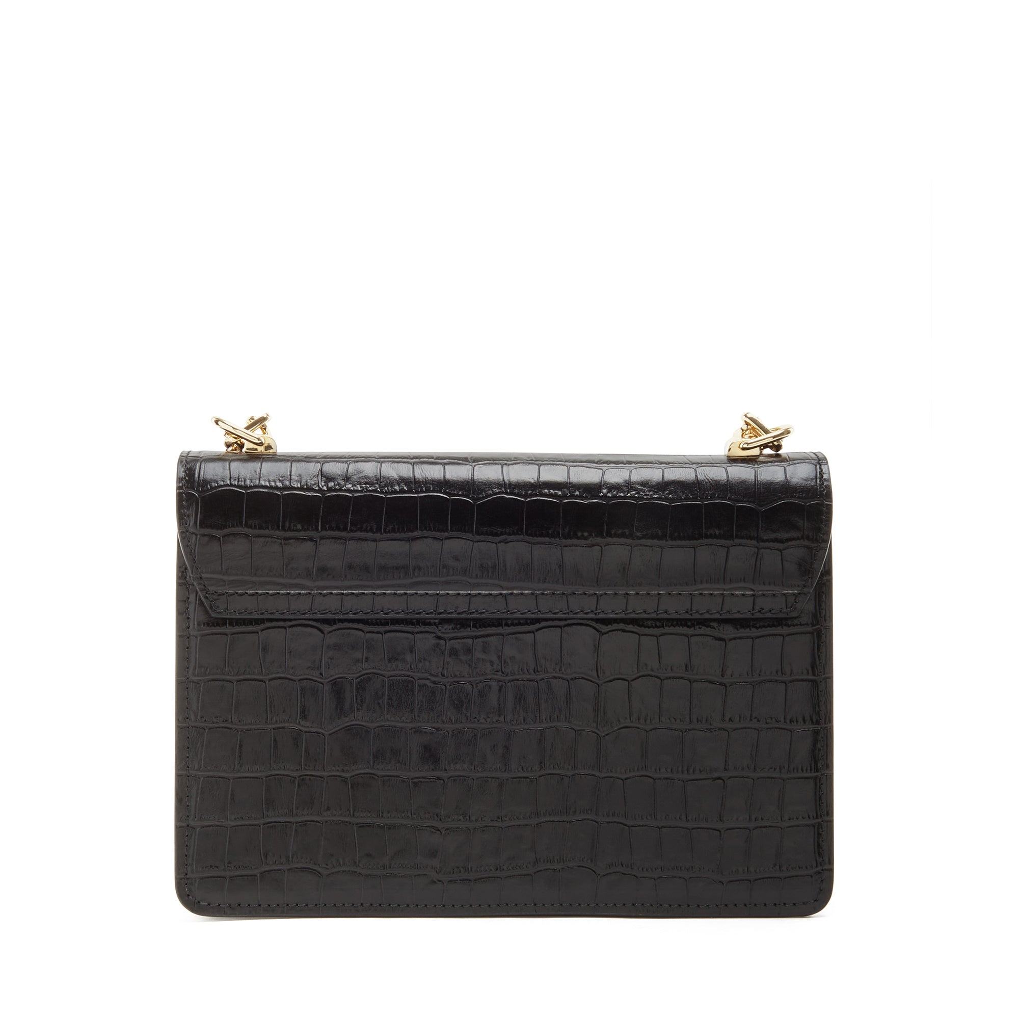 Femme Forte Valerie croco black calfskin leather shoulder bag