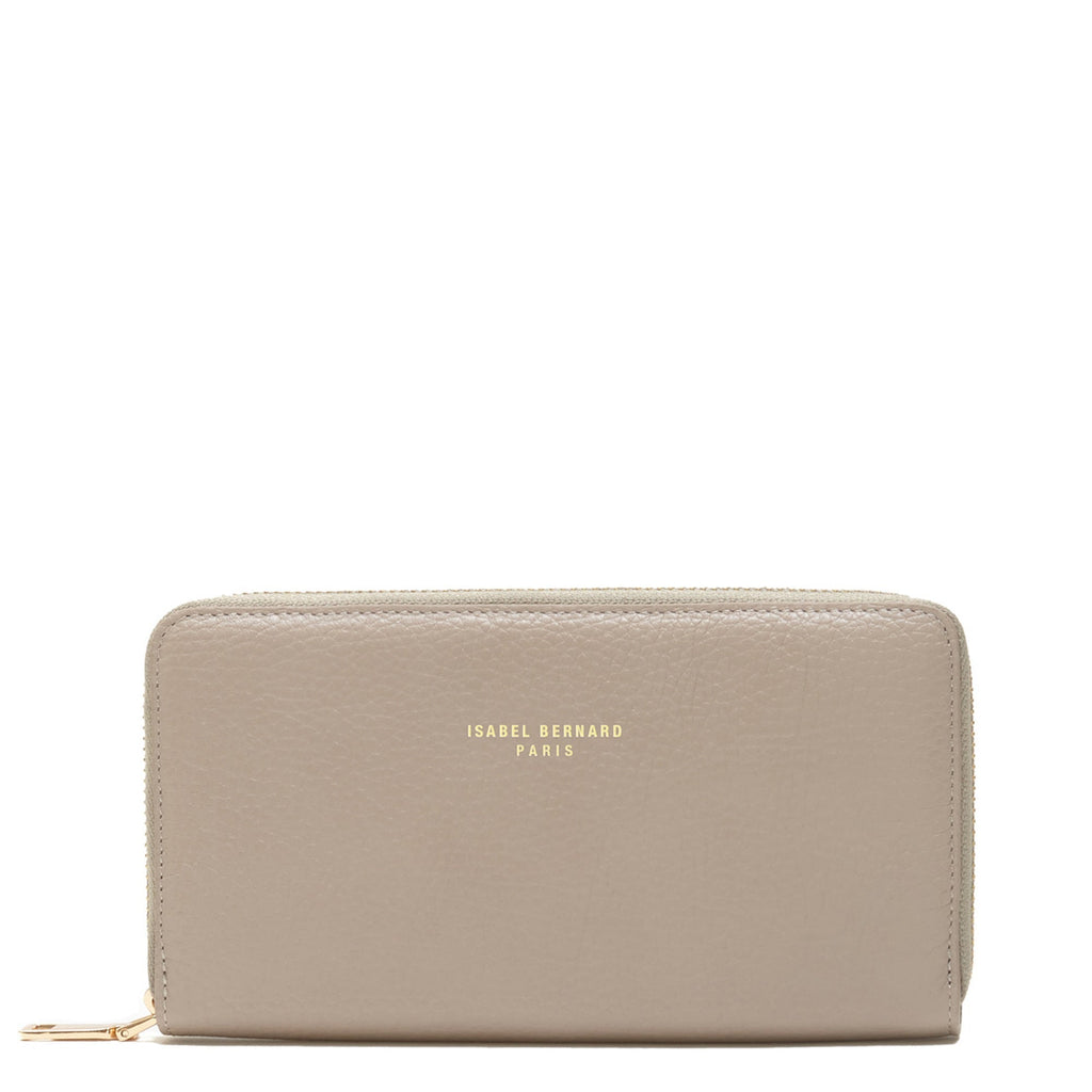 Cadeau d'Isabel taupe calfskin leather handbag and wallet set