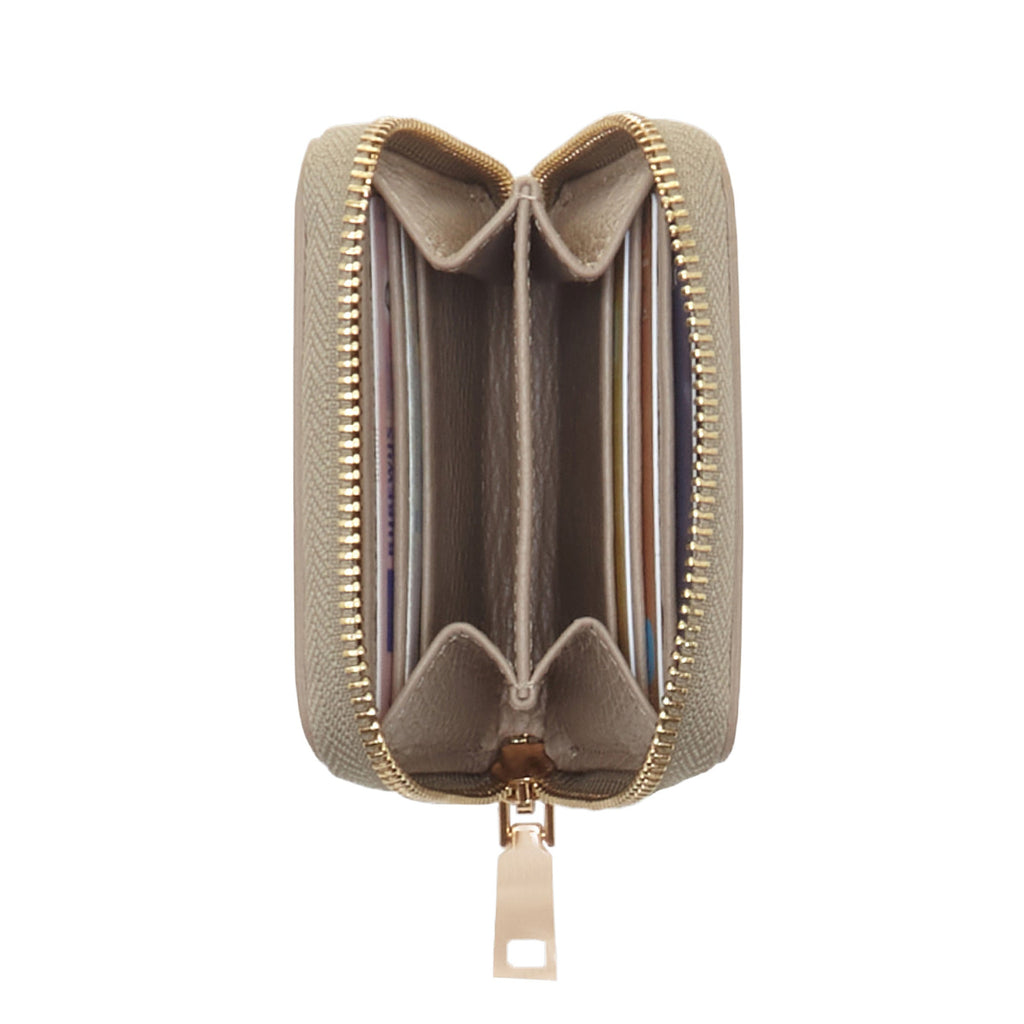 Cadeau d'Isabel taupe calfskin leather handbag and wallet set