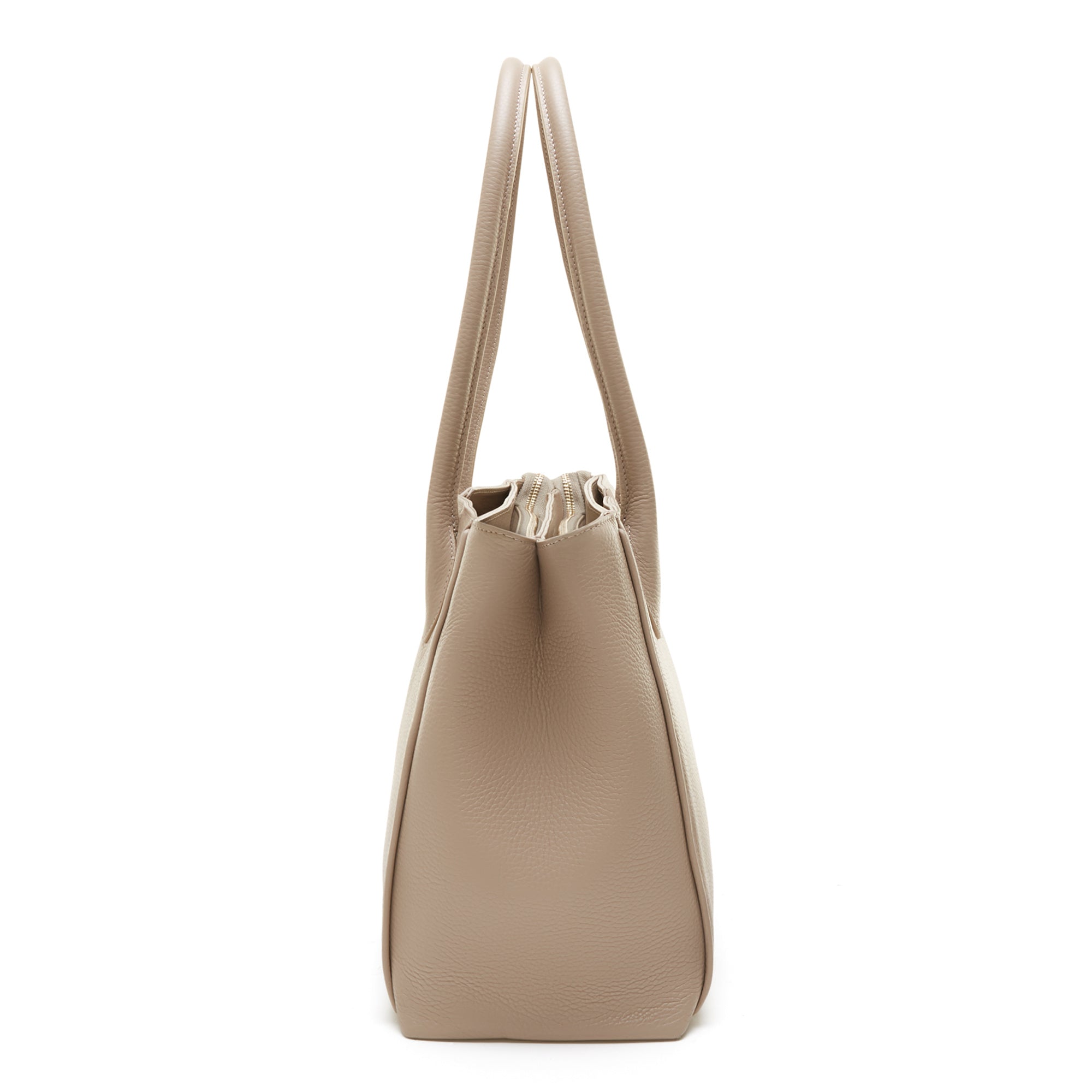 Cadeau d'Isabel taupe calfskin leather handbag and wallet set