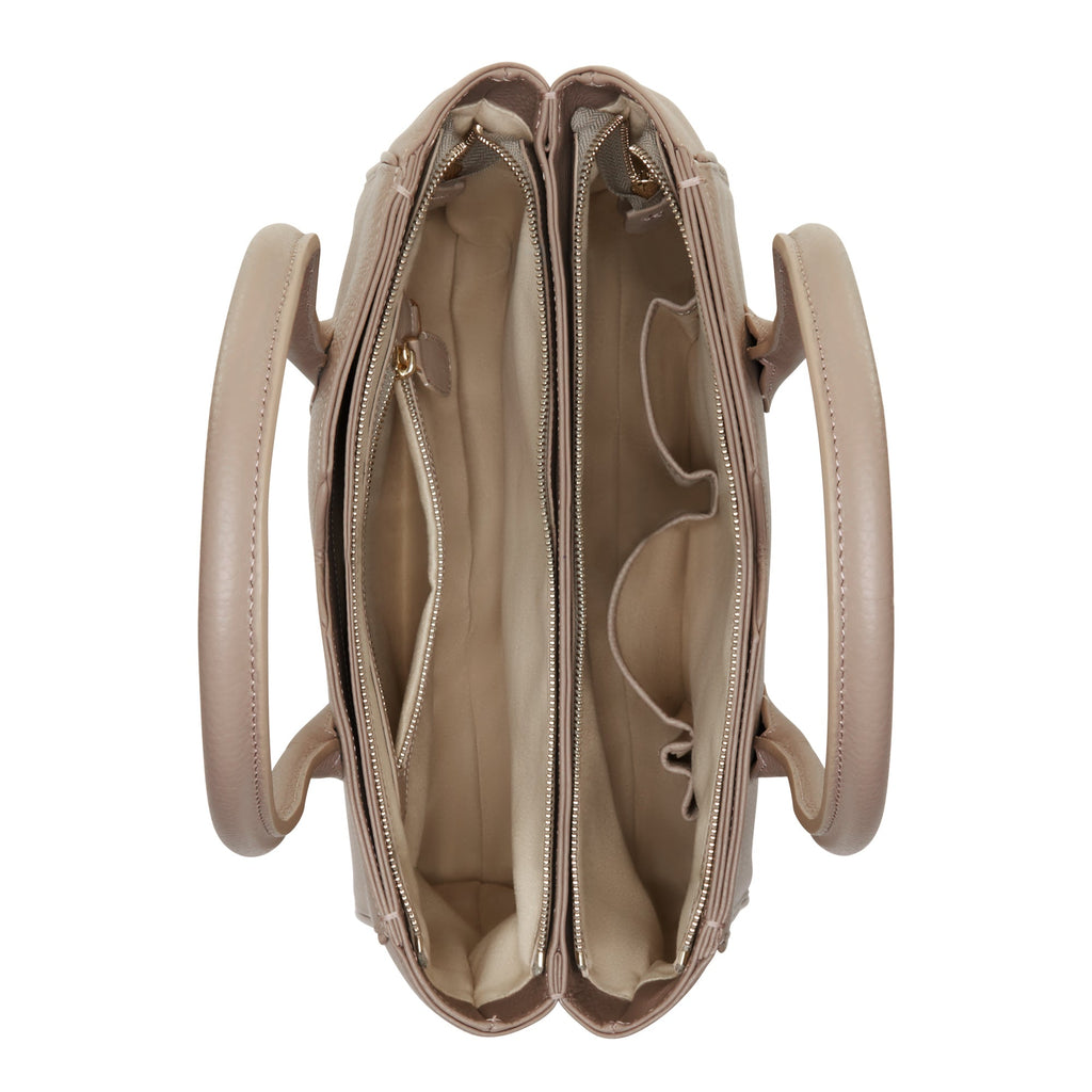 Cadeau d'Isabel taupe calfskin leather handbag and wallet set