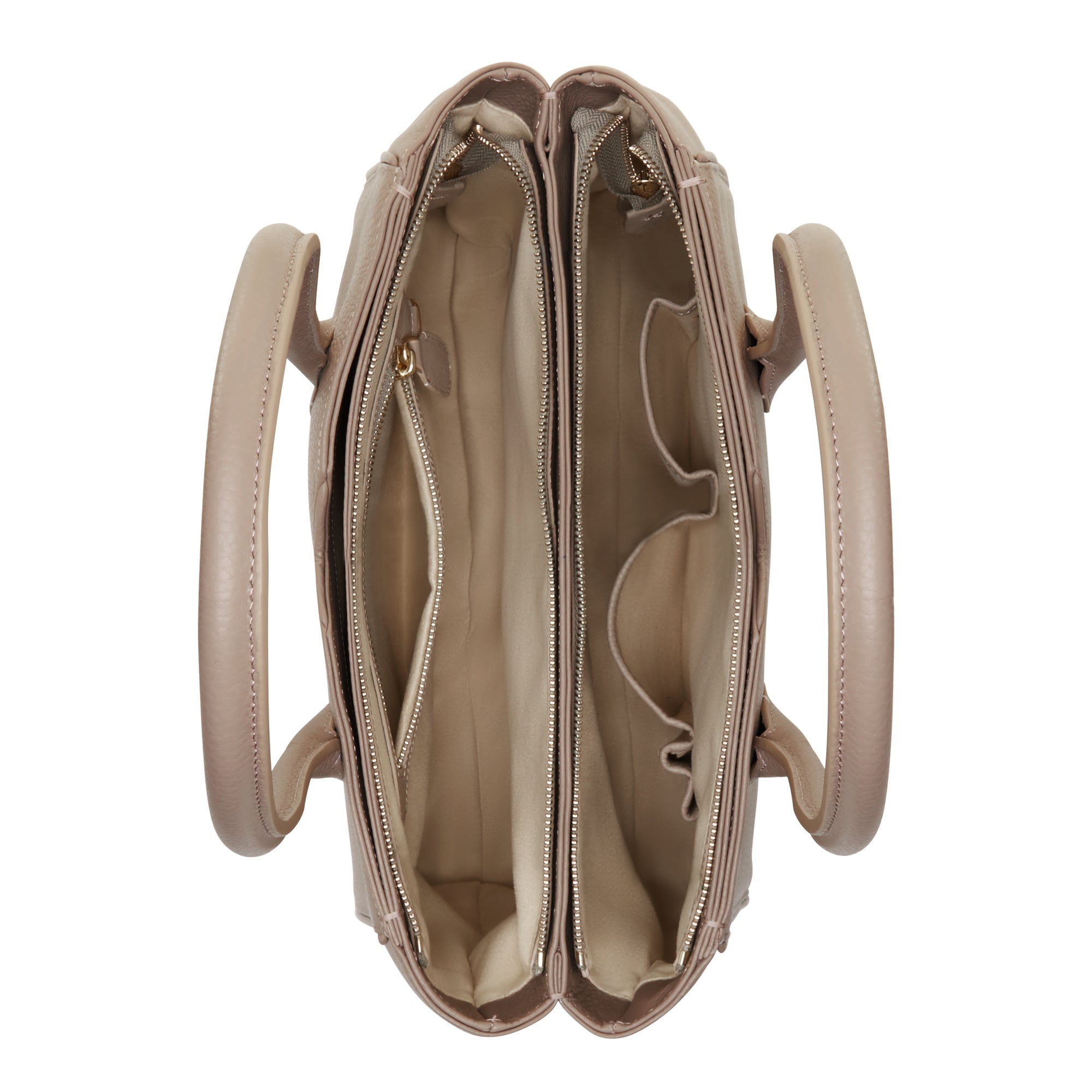 Cadeau d'Isabel taupe calfskin leather handbag and wallet set