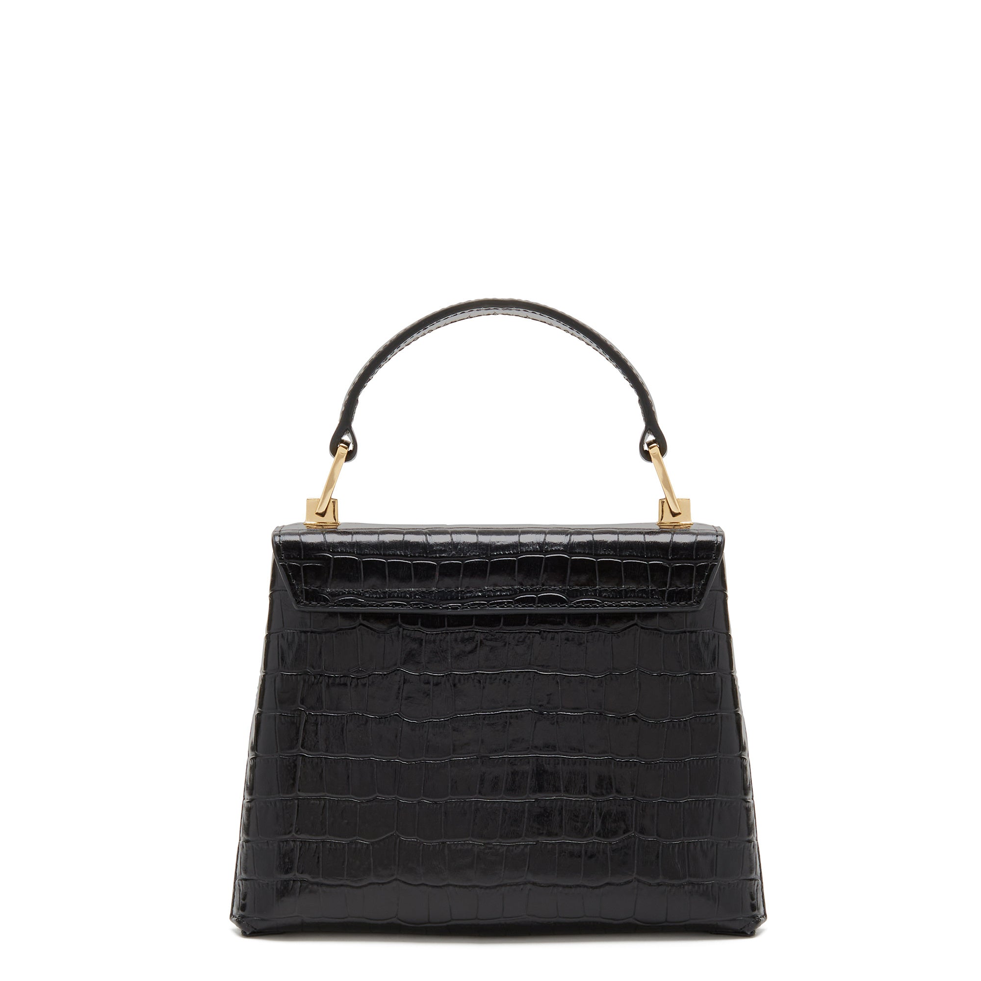 Femme Forte Heline croco black calfskin leather handbag