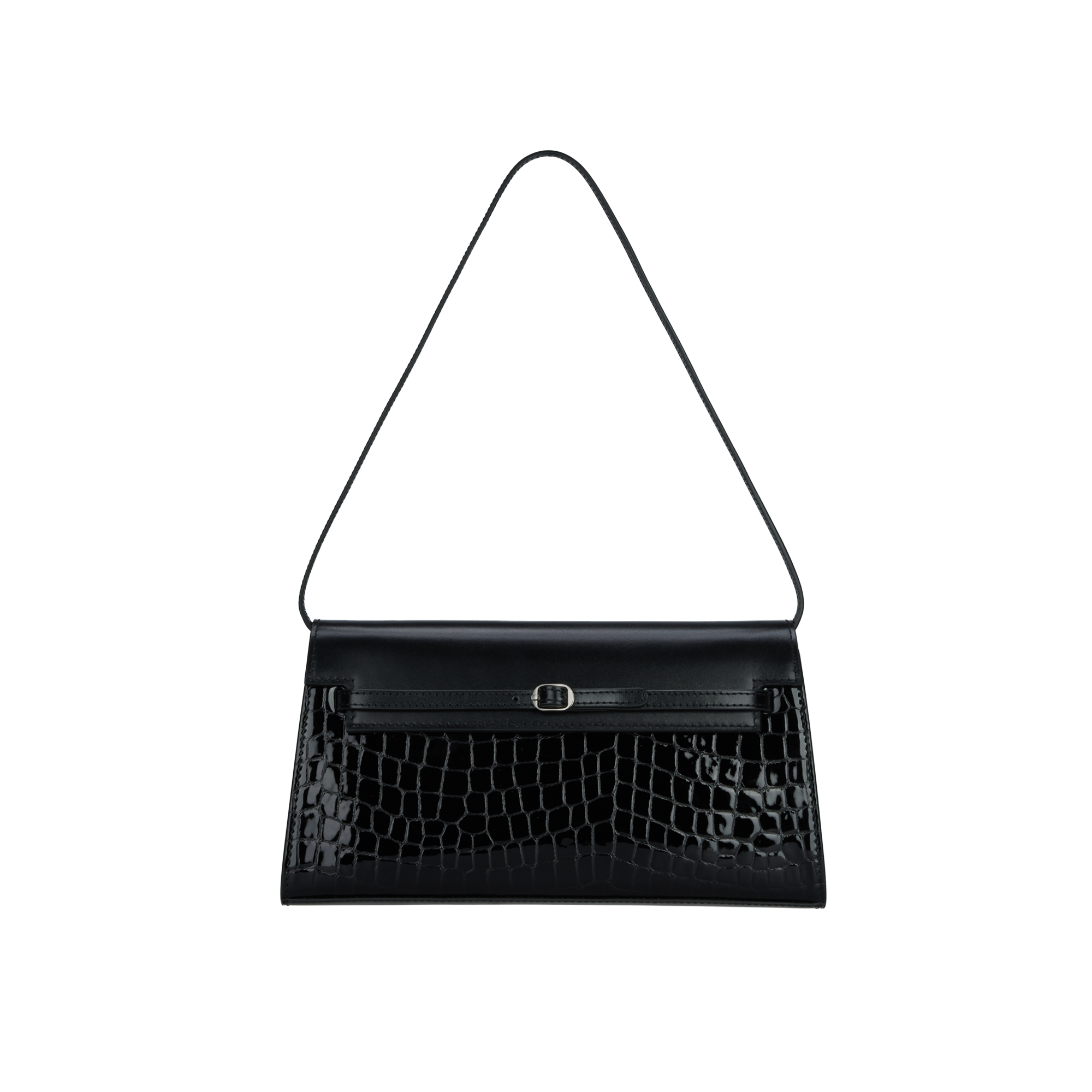 Black Croc Shoulder Bag (Low Stock)