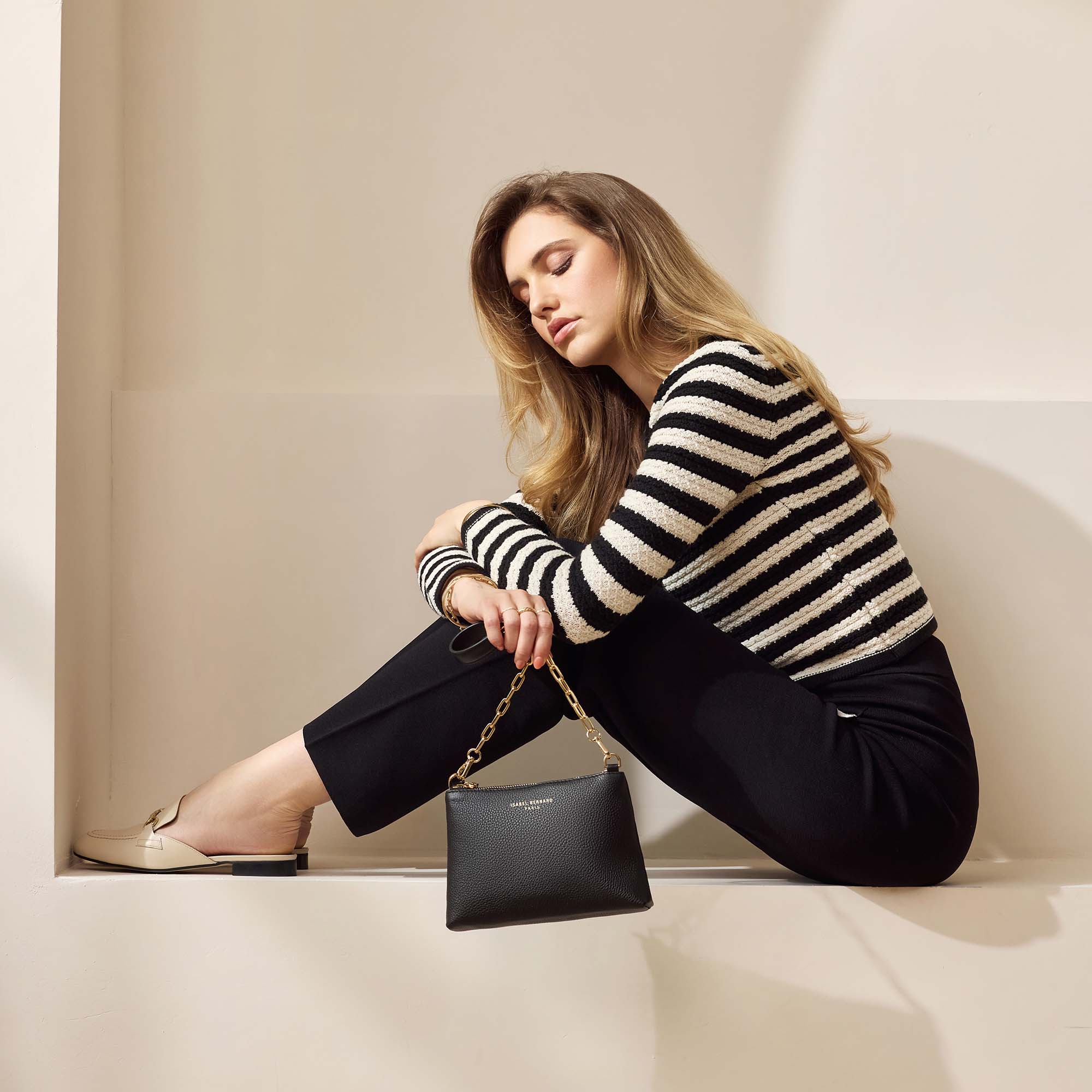 Honoré Misra black calfskin leather shoulder bag