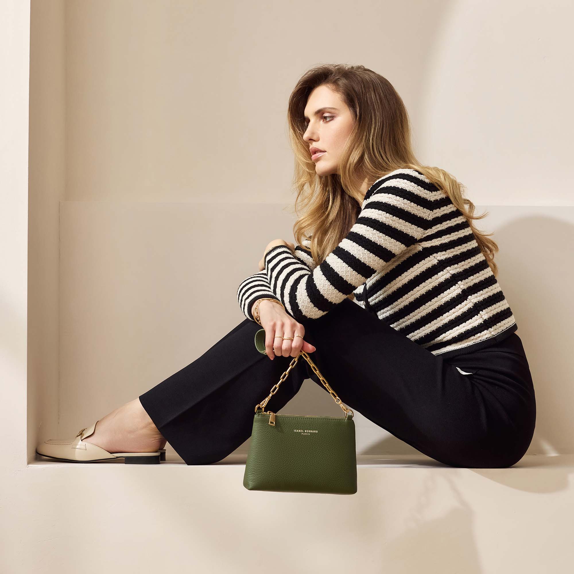 Honoré Misra green calfskin leather shoulder bag