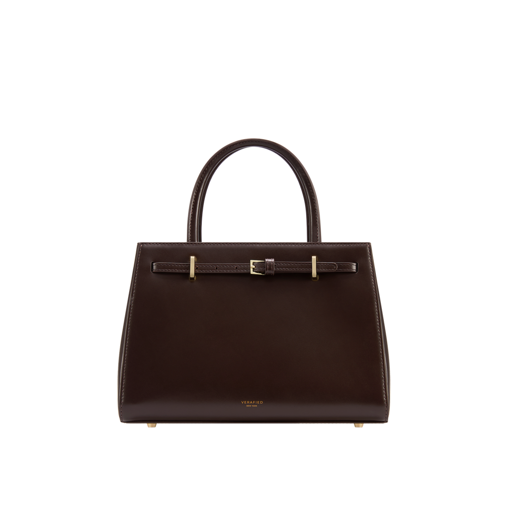 Chocolate Leather Book Tote Bag 25