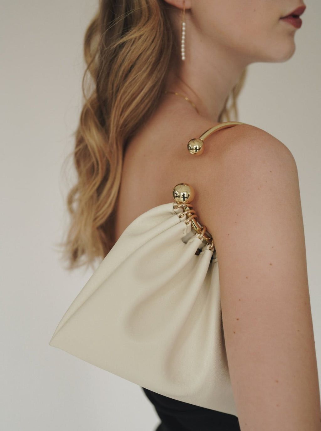 Cream Ring Handle Bag