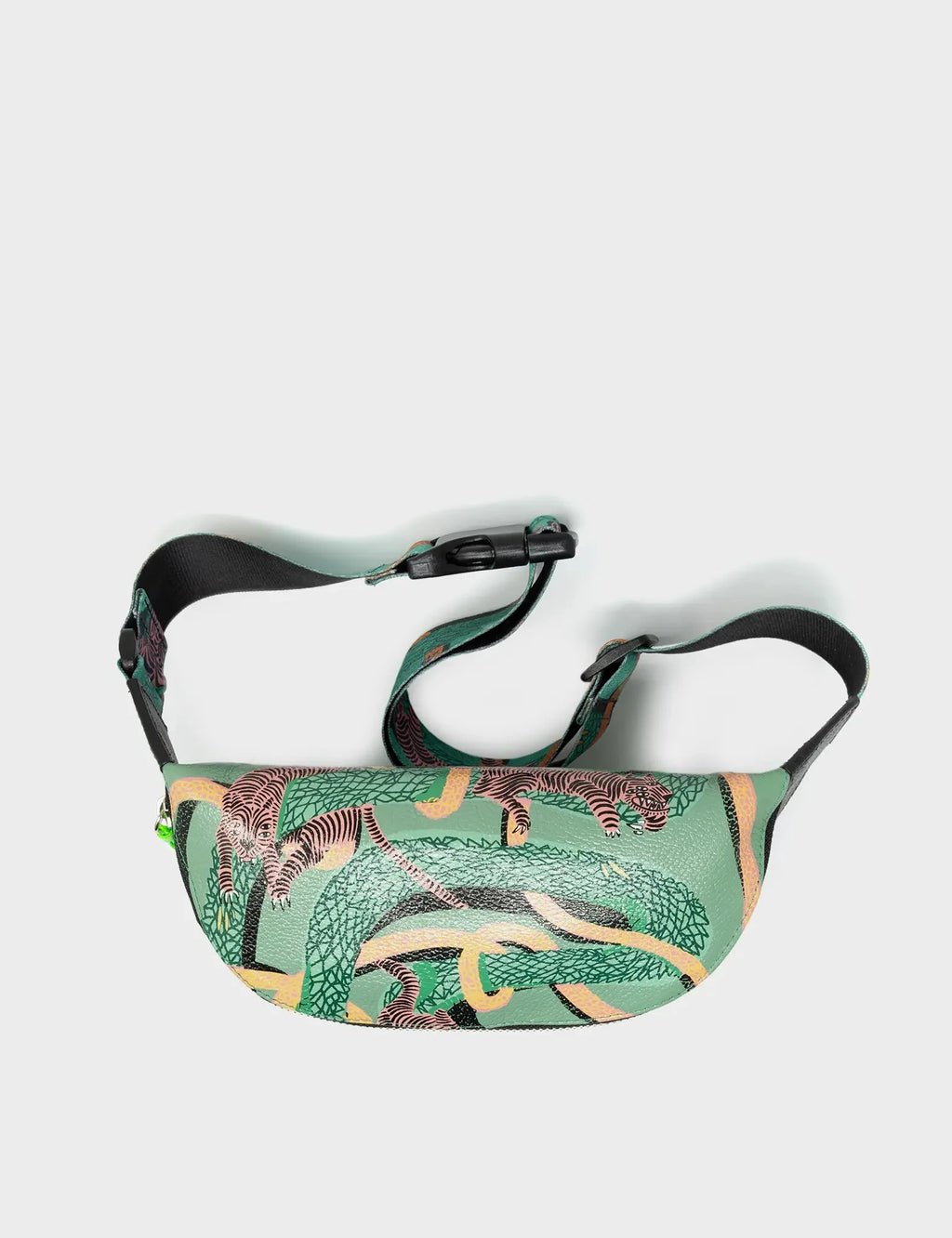 Harold Fanny Pack Deep Green Leather - Tangle Tales Print