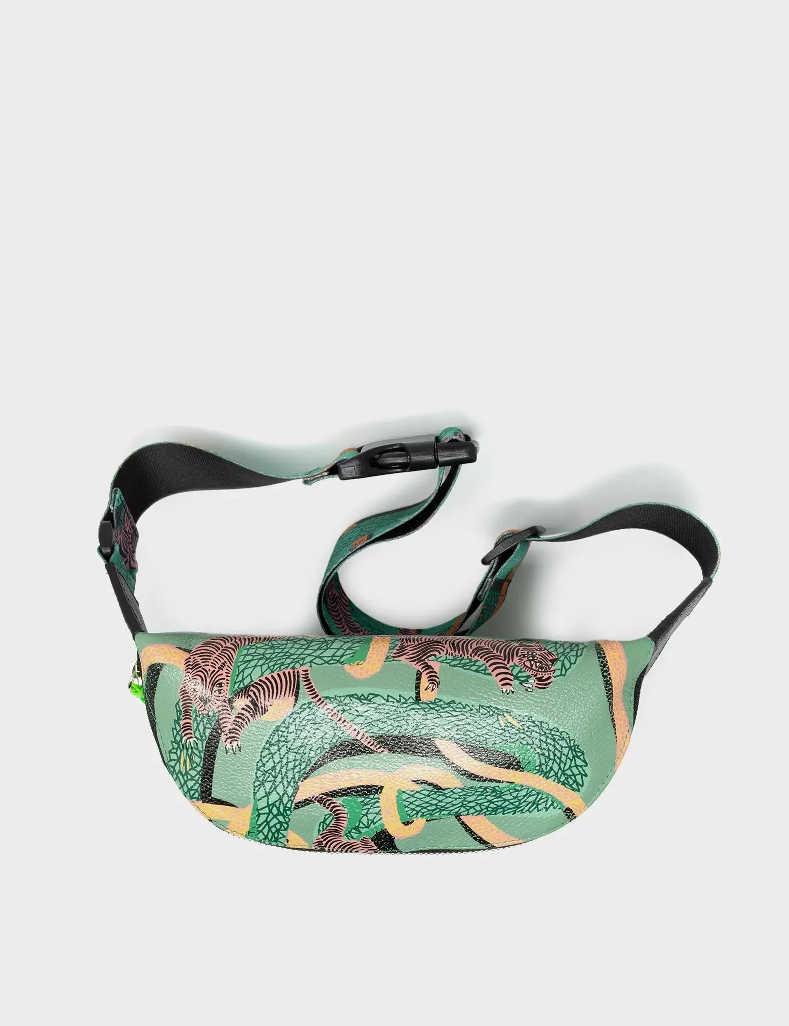 Harold Fanny Pack Deep Green Leather - Tangle Tales Print