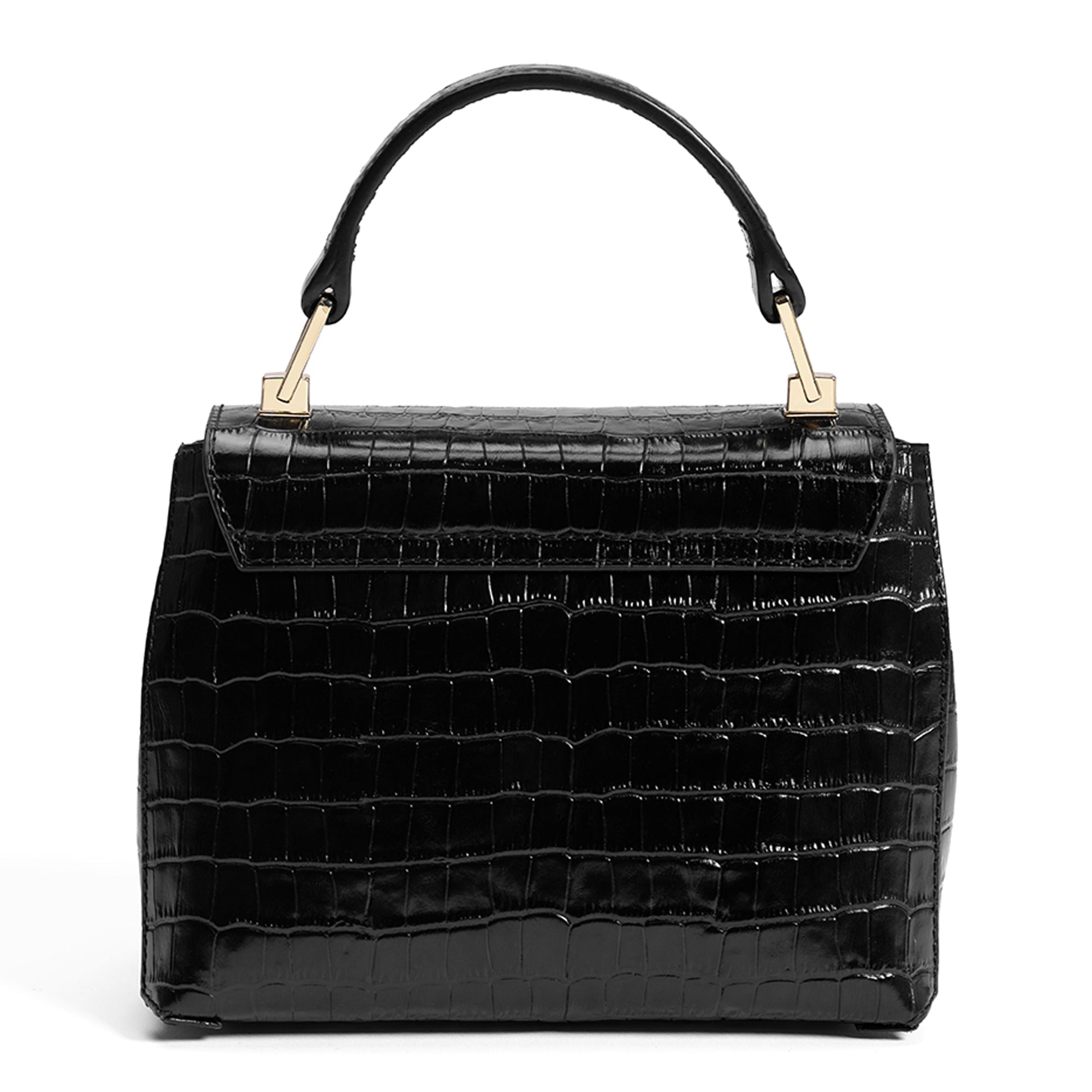 Cadeau d'Isabel croco black calfskin leather handbag and wallet set