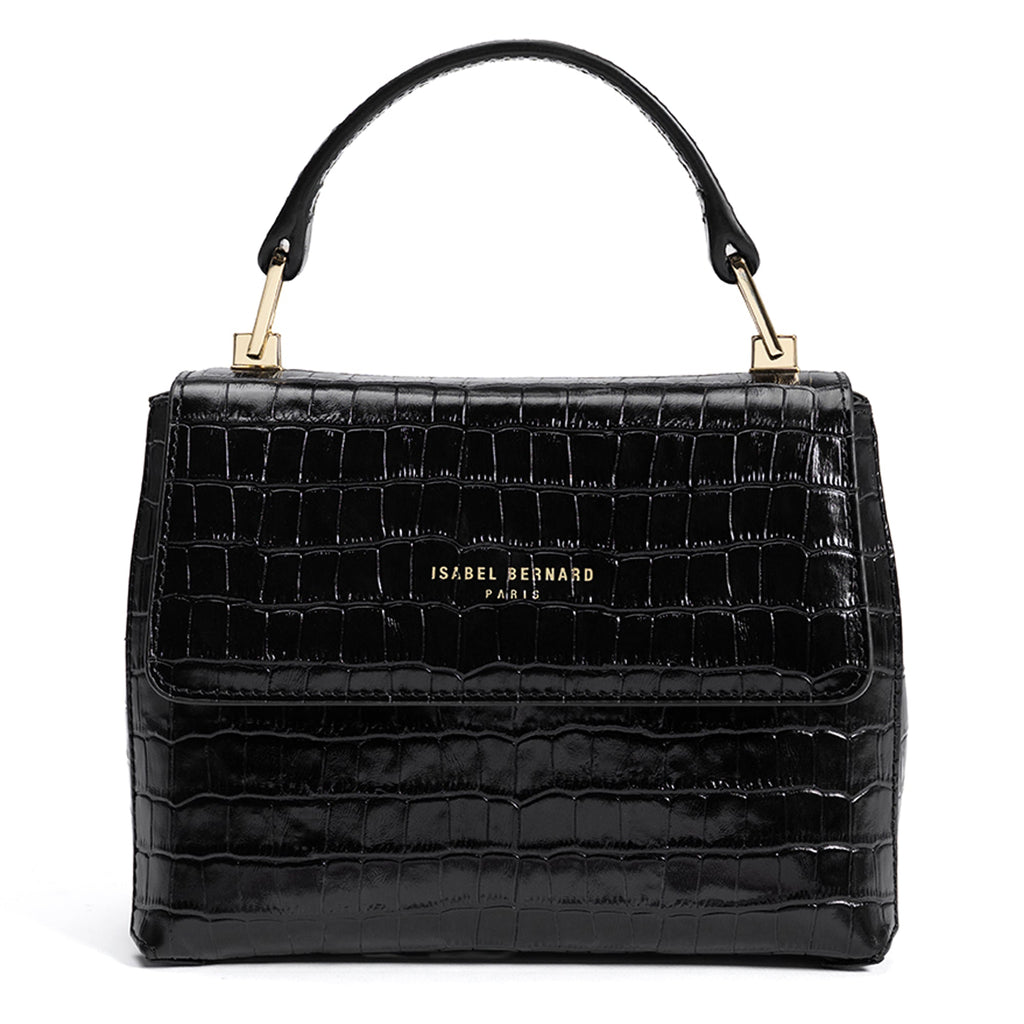 Cadeau d'Isabel croco black calfskin leather handbag and wallet set