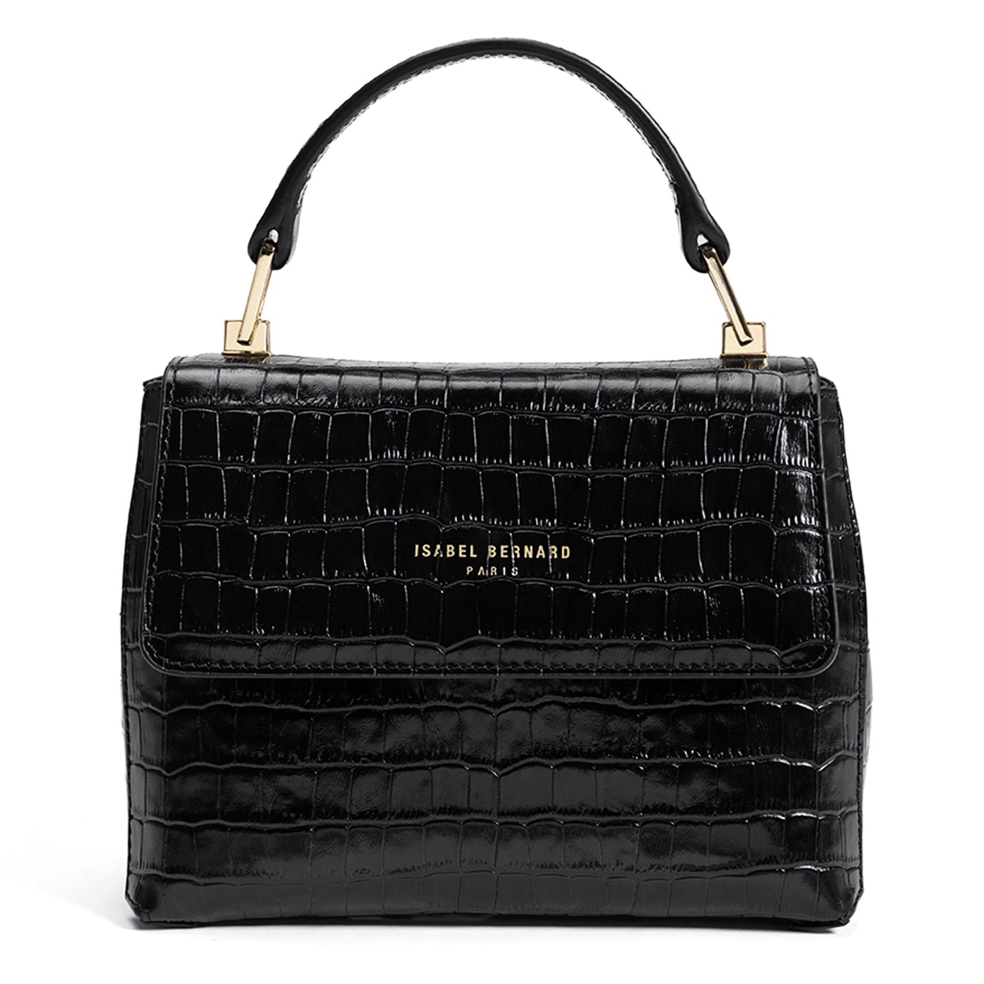 Cadeau d'Isabel croco black calfskin leather handbag and wallet set