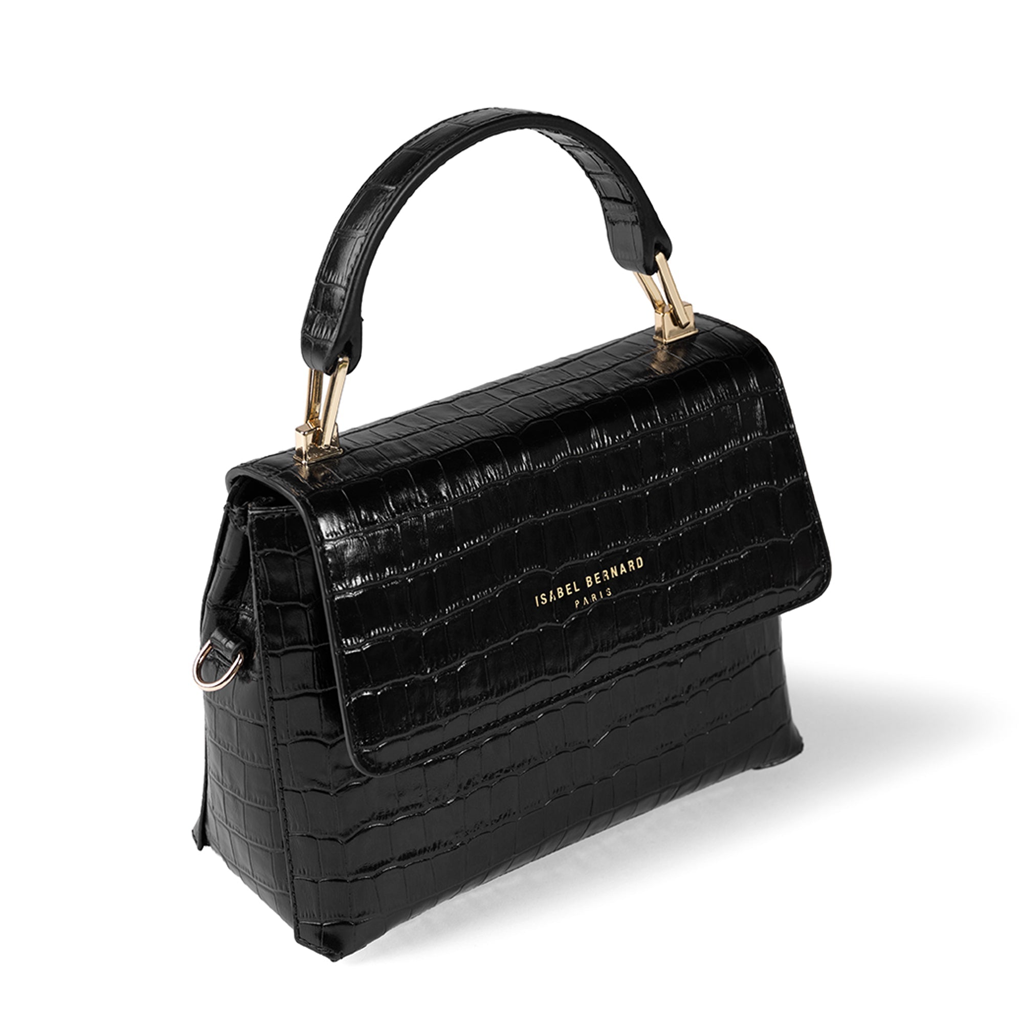 Cadeau d'Isabel croco black calfskin leather handbag and wallet set
