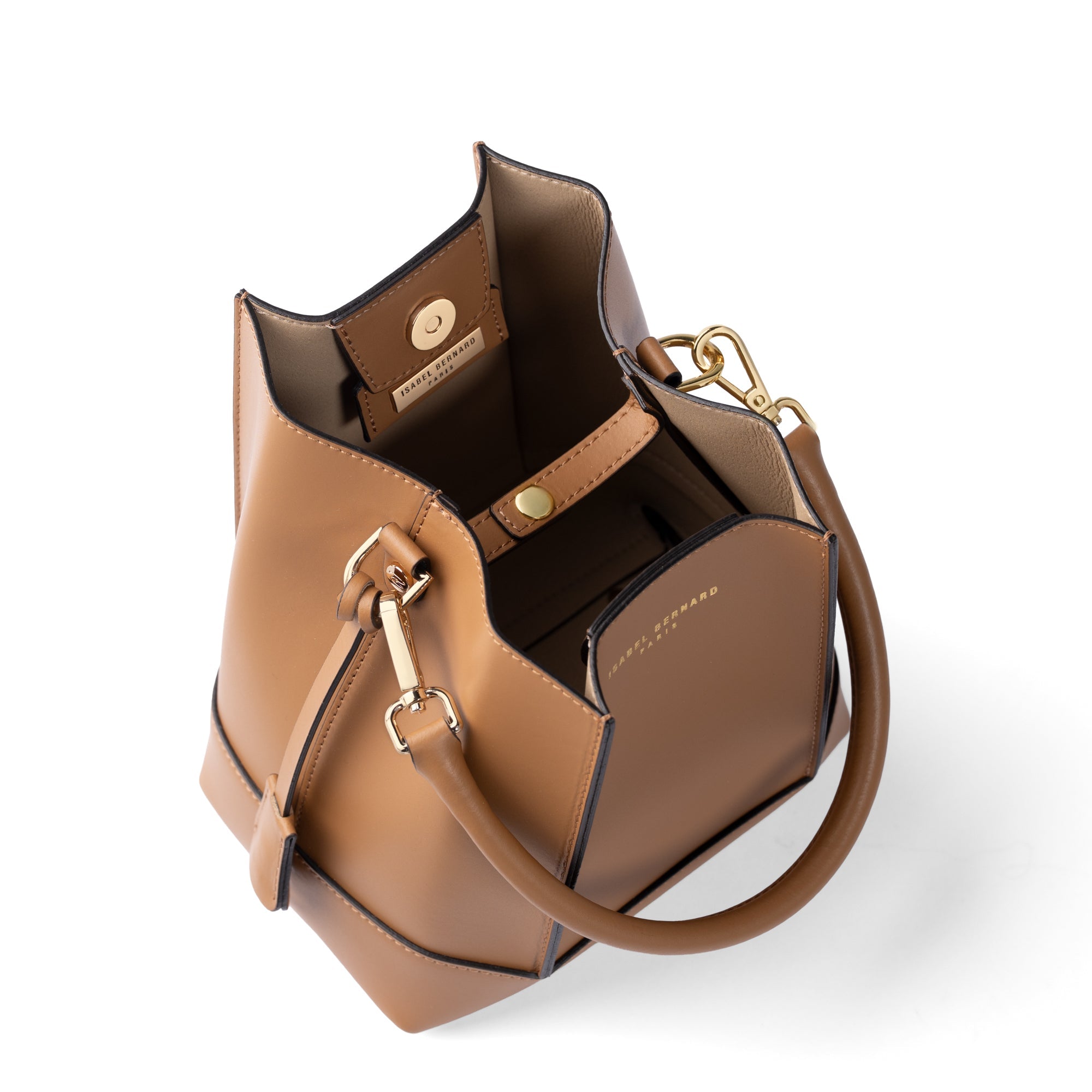 Femme Forte Minette camel calfskin leather handbag