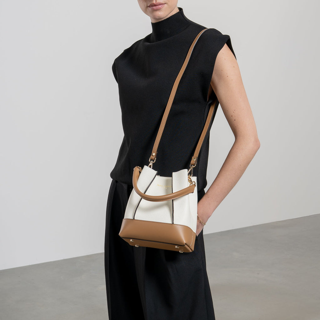 Femme Forte Minette cream calfskin leather handbag