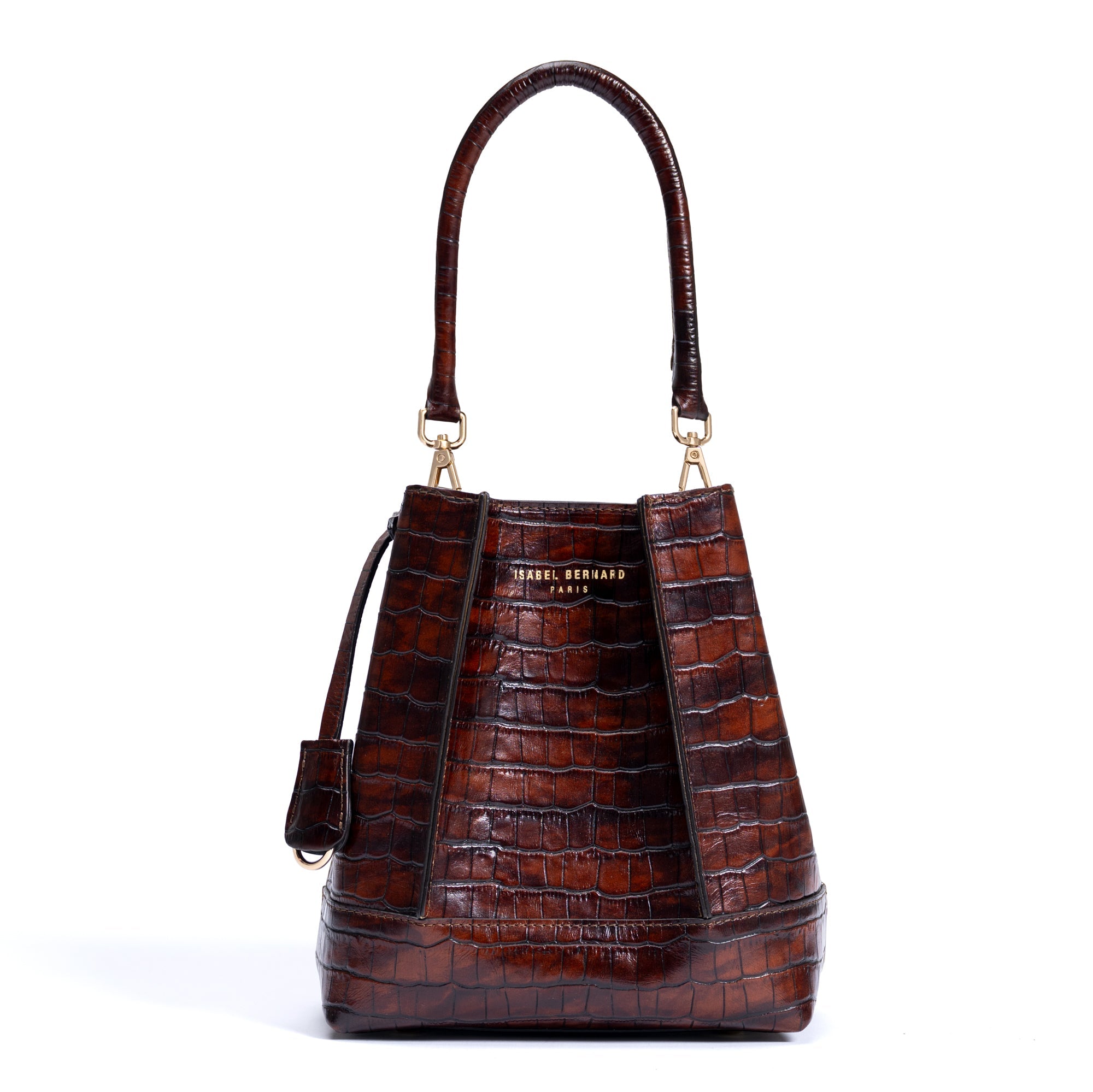 Femme Forte Minette croco brown calfskin leather handbag